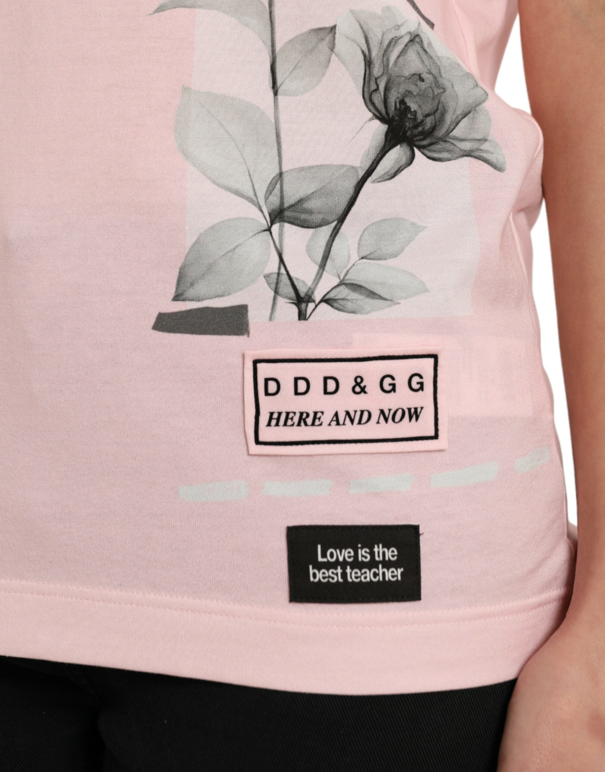 Dolce & Gabbana Pink Floral Print Cotton Short Sleeves Women's T-shirt