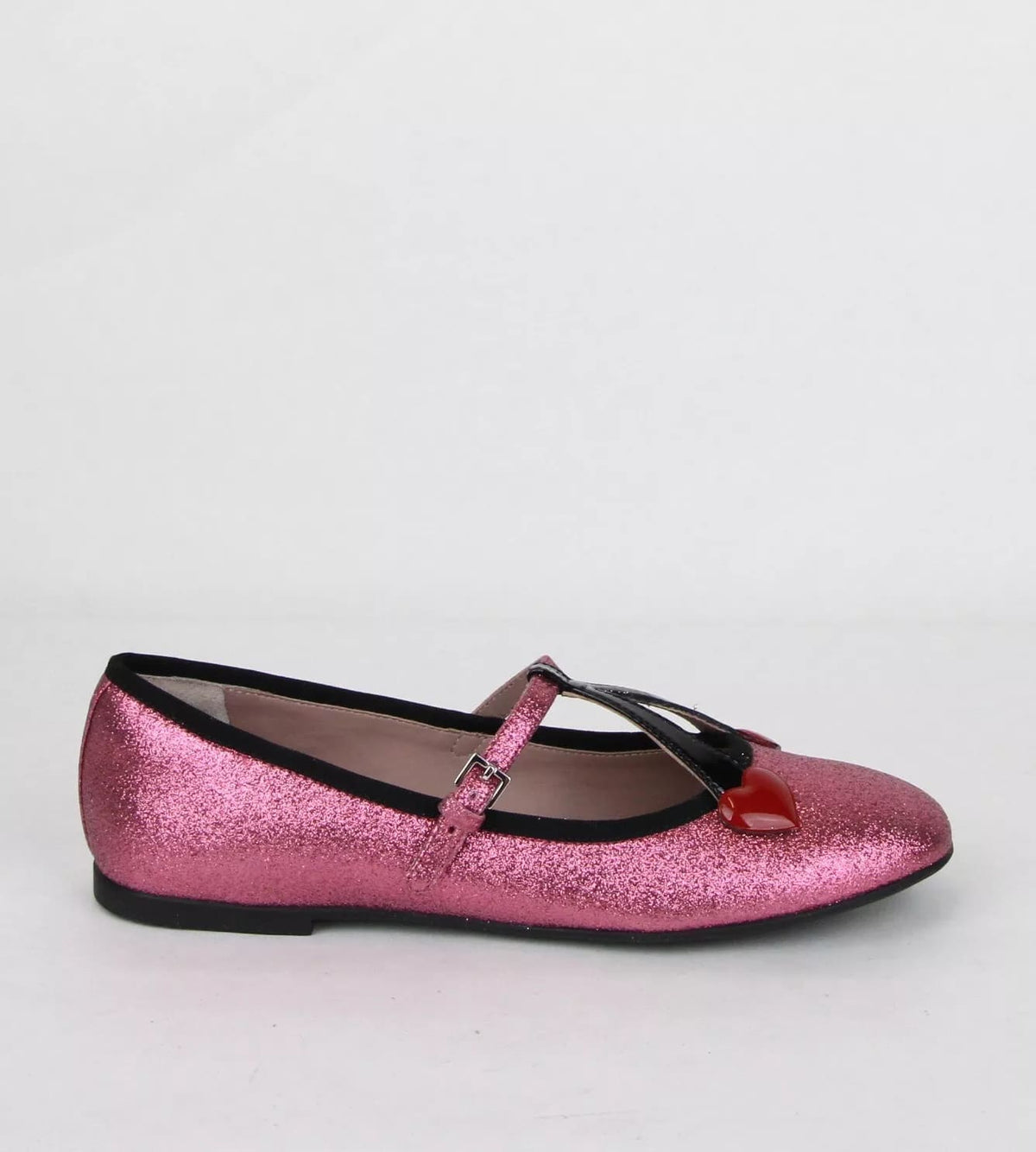 Gucci Girl Junior Pink Shimmer Fabric Ballet Flats w/Hearts 35