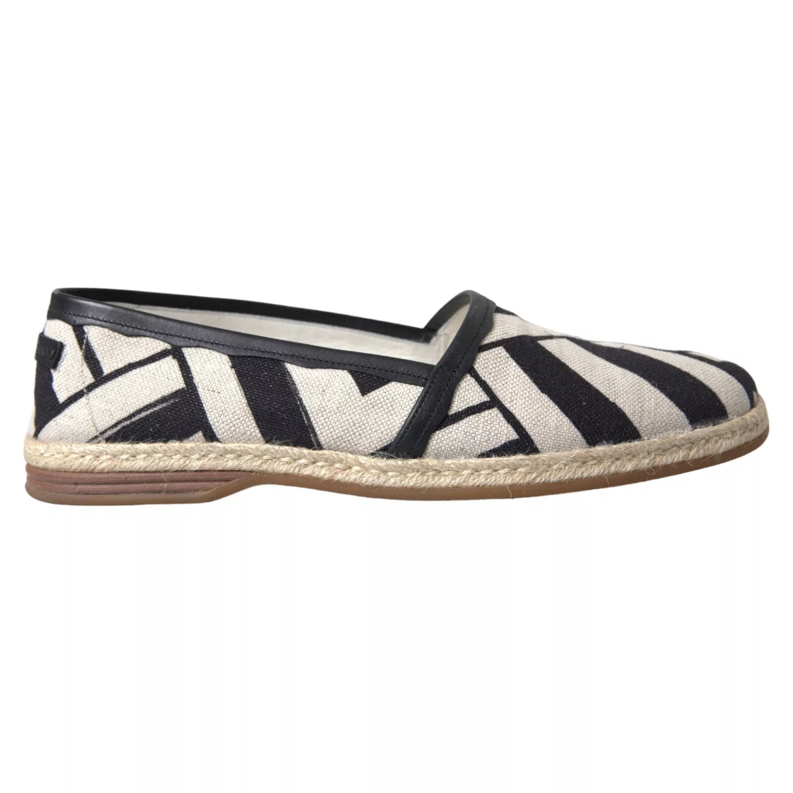 Dolce & Gabbana Black White Stripes Slip On Espadrille Men's Shoes