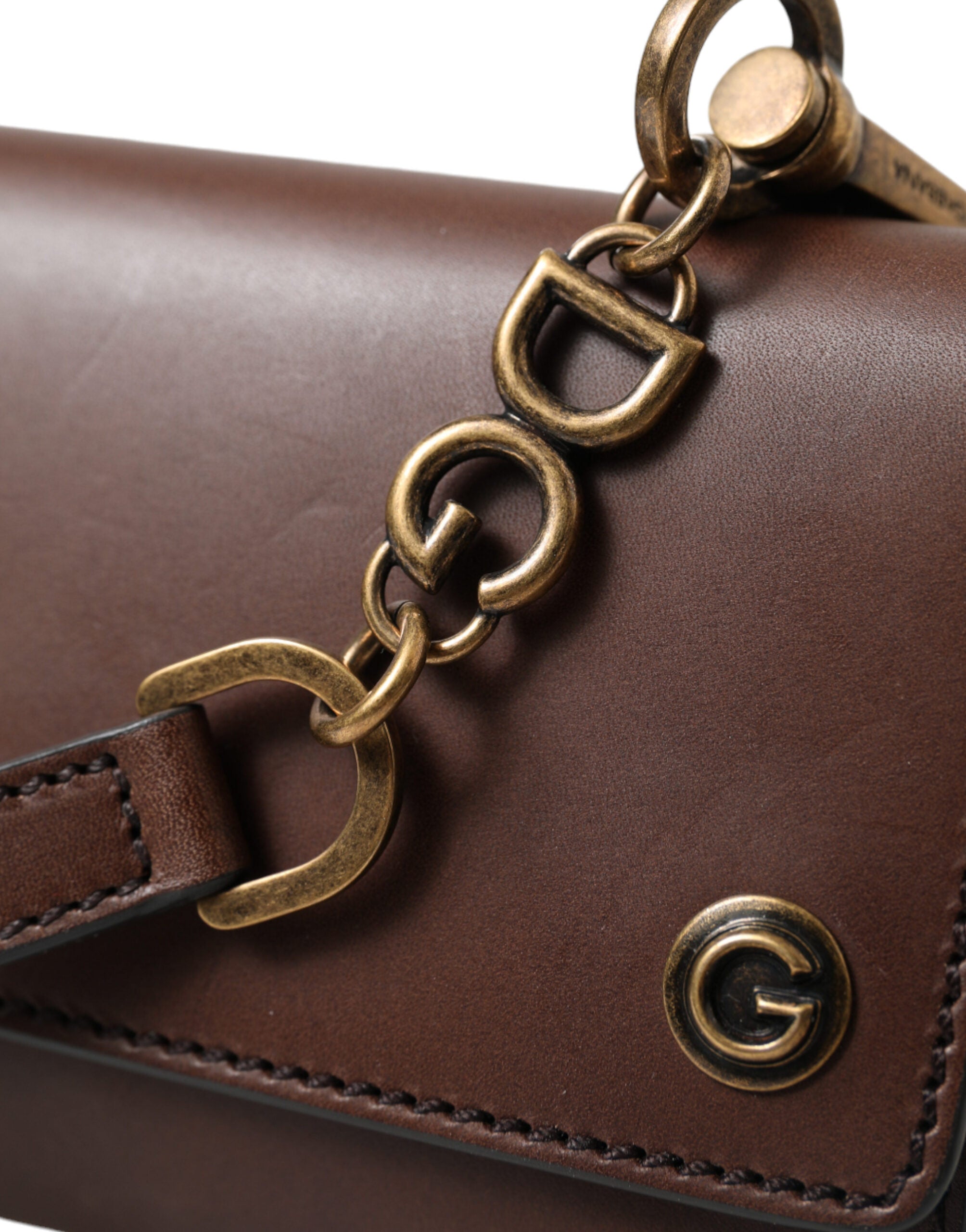 Dolce & Gabbana Elegant Leather Shoulder Bag in Rich Men's Brown (Pre-Owned)