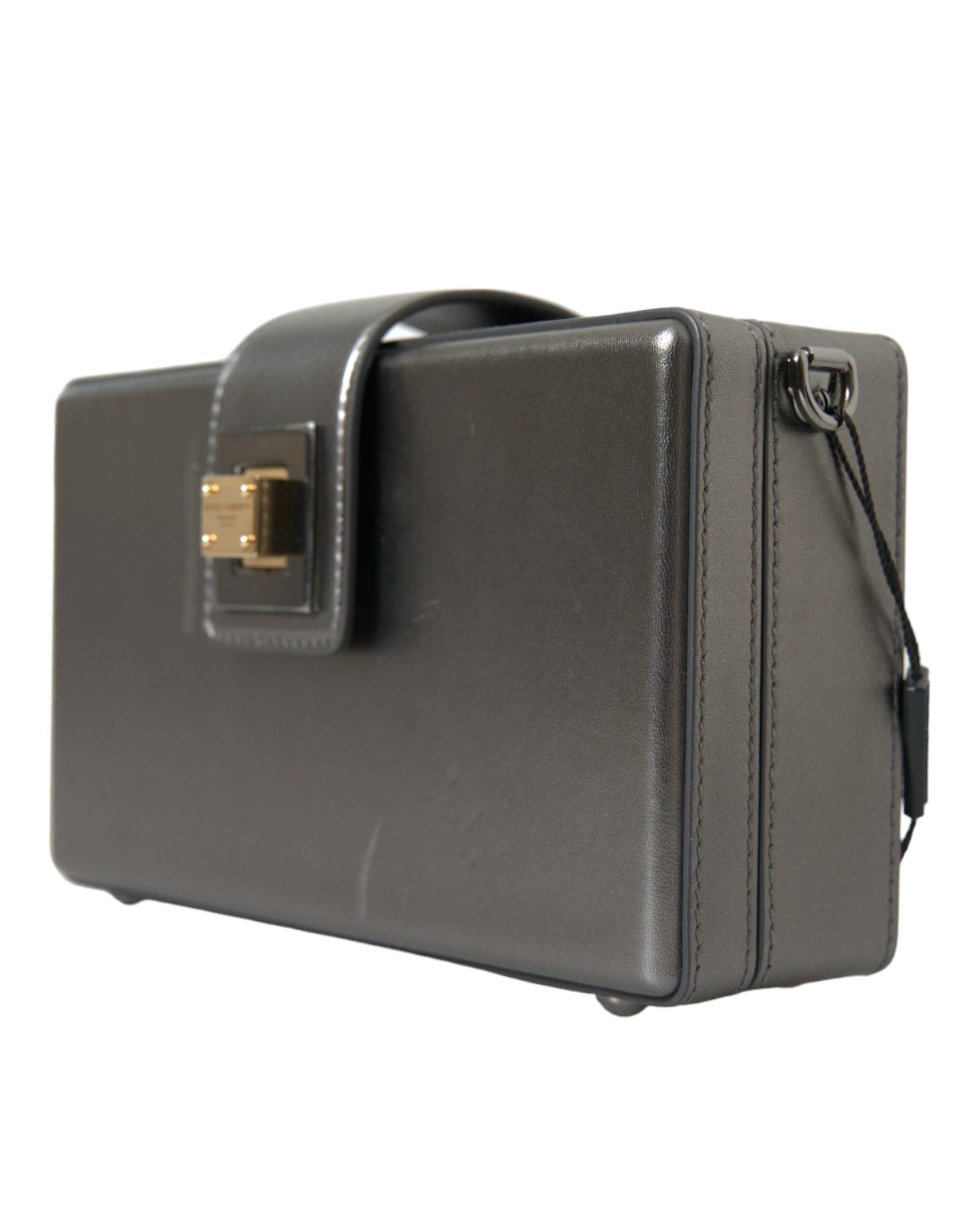 Dolce & Gabbana Metallic Gray Calfskin Shoulder Bag with Chain Men's Strap (Pre-Owned)