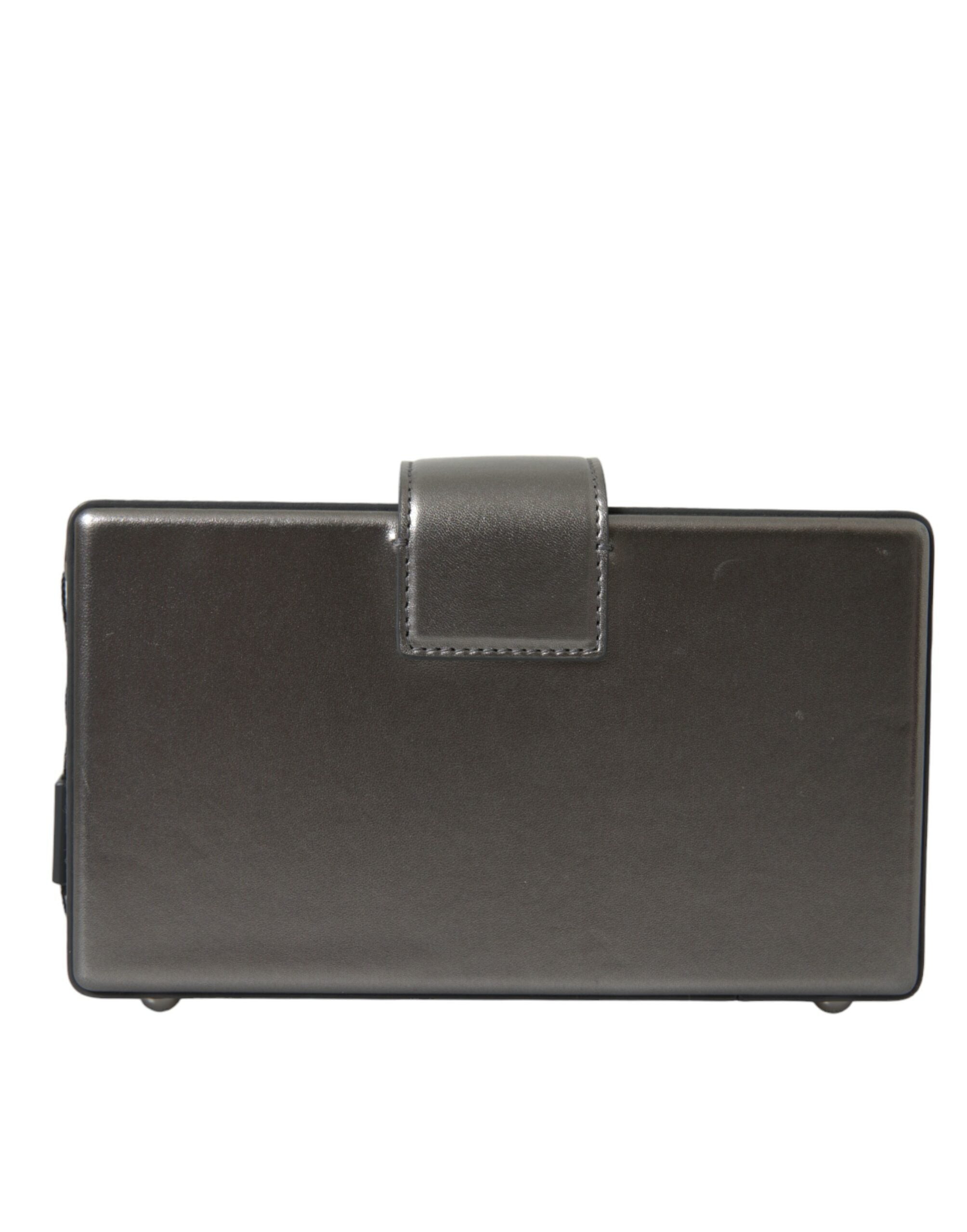 Dolce & Gabbana Metallic Gray Calfskin Shoulder Bag with Chain Men's Strap (Pre-Owned)