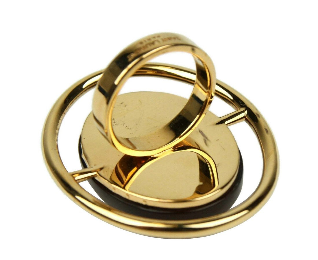 Saint Laurent Women's Oval Brown Tortoise Shell Gold Ring