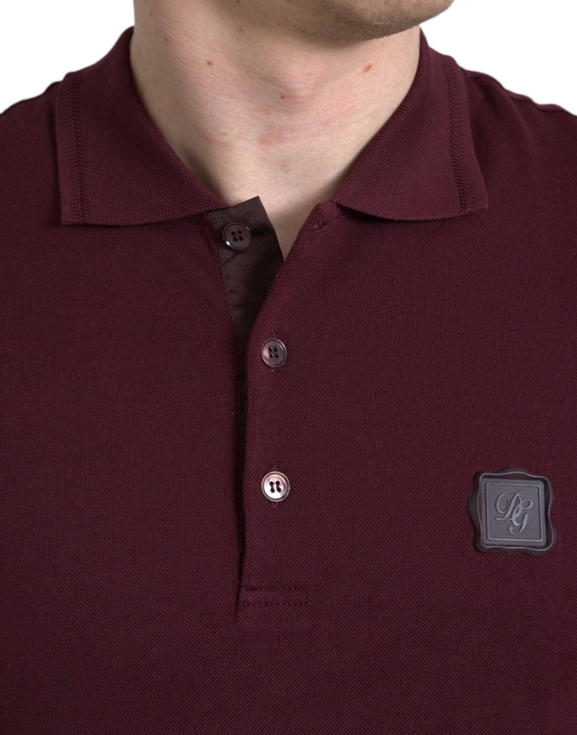 Dolce & Gabbana Maroon Collared Short Sleeves Polo Men's T-shirt