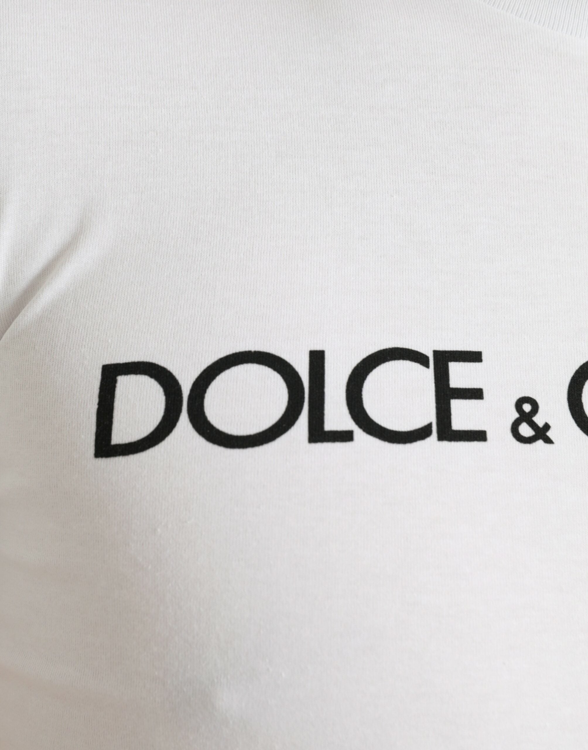 Dolce & Gabbana White Logo Print Cotton Crew Neck Men's T-shirt