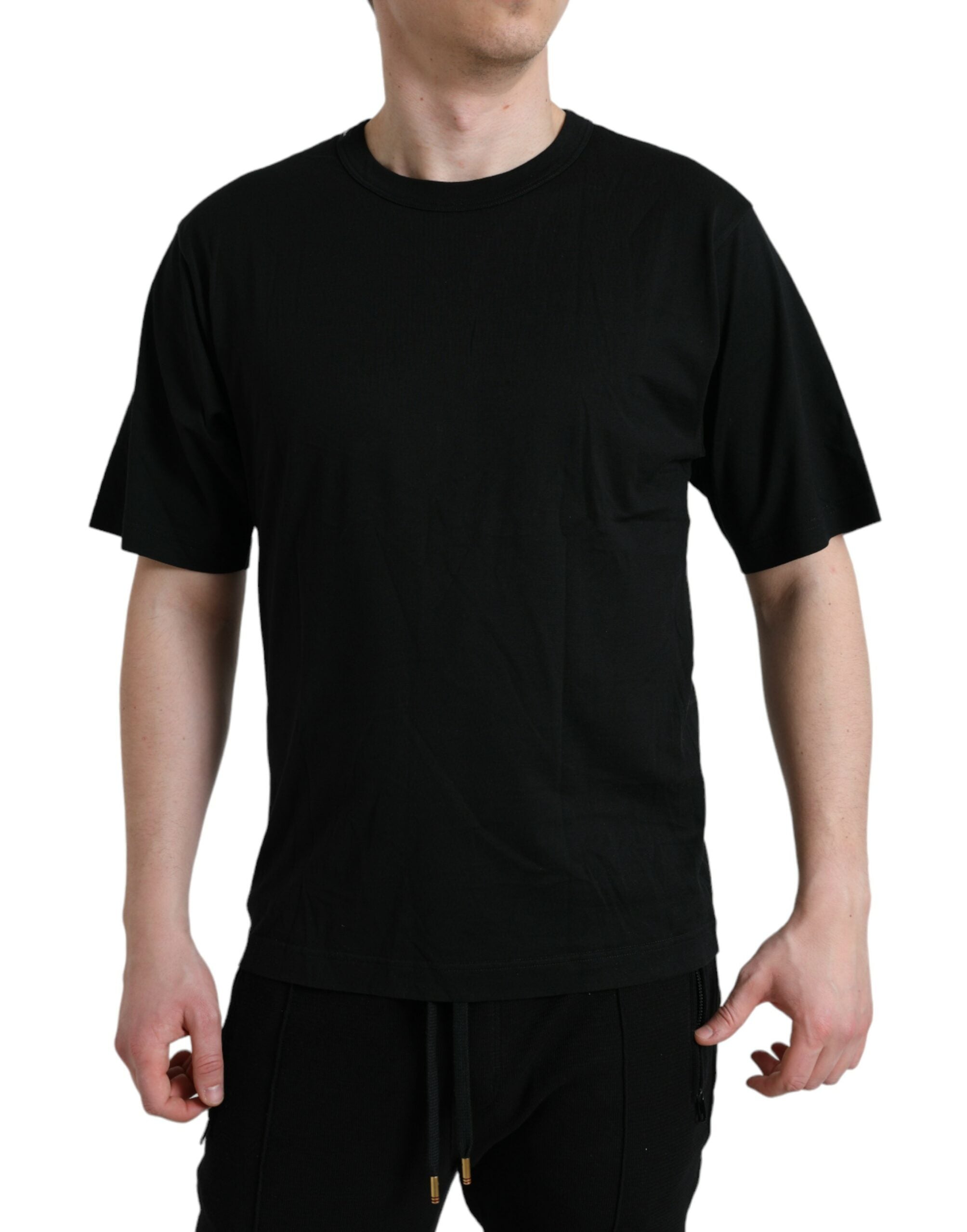 Dolce & Gabbana Black Logo Embossed Crew Neck Short Sleeves Men's T-shirt