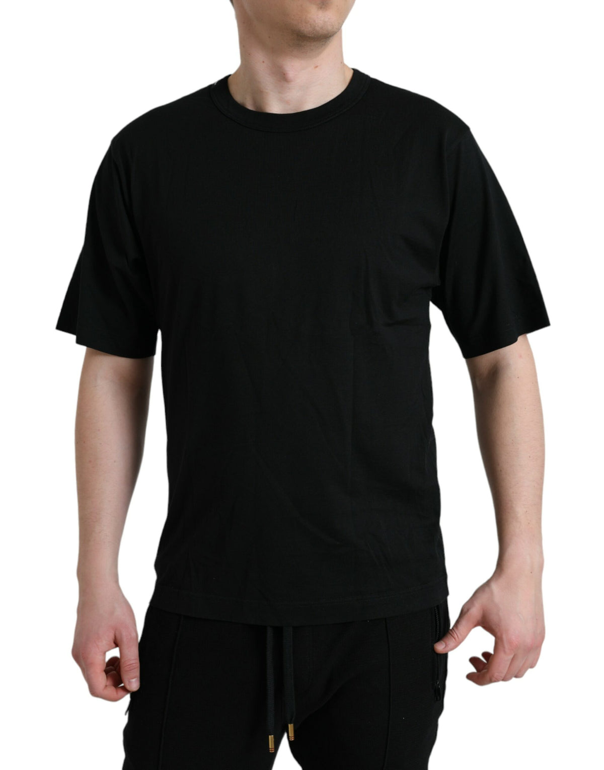 Dolce & Gabbana Black Logo Embossed Crew Neck Short Sleeves Men's T-shirt