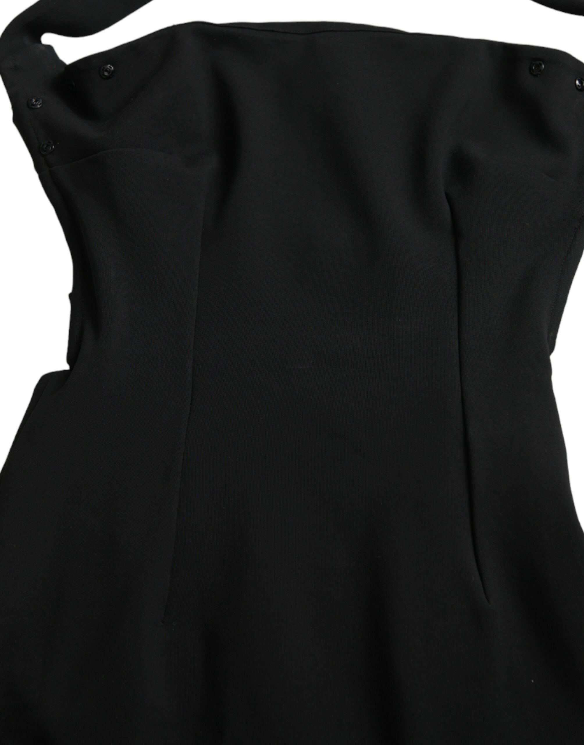 Dolce & Gabbana Black Sheath Halter Sleeveless Midi Women's Dress