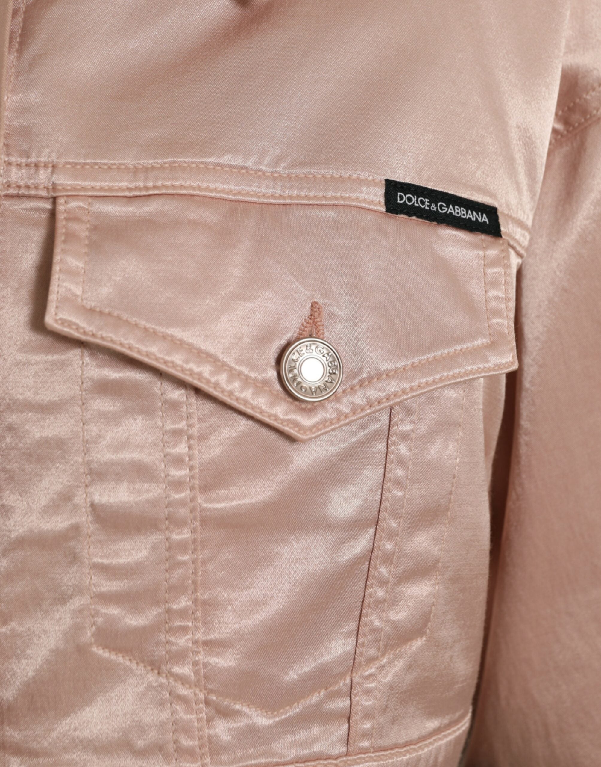 Dolce & Gabbana Pink Cotton Stretch Collared Cropped Women's Jacket