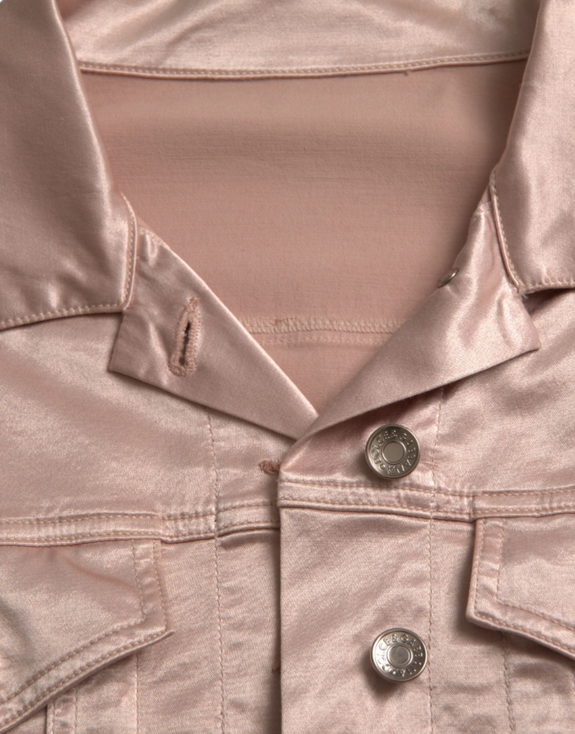 Dolce & Gabbana Pink Cotton Stretch Collared Cropped Women's Jacket