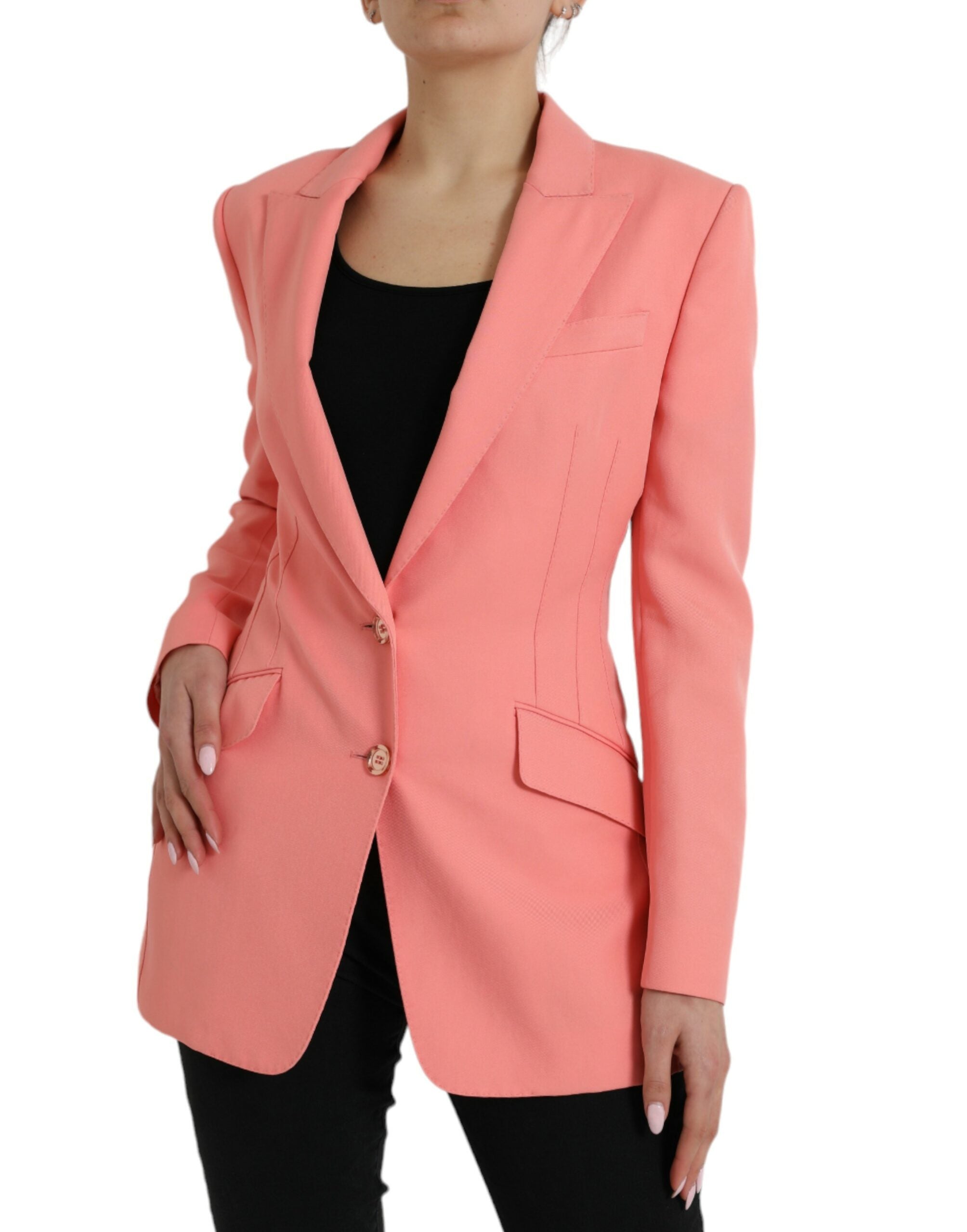 Dolce & Gabbana Pink Polyester Single Breasted Blazer Women's Jacket