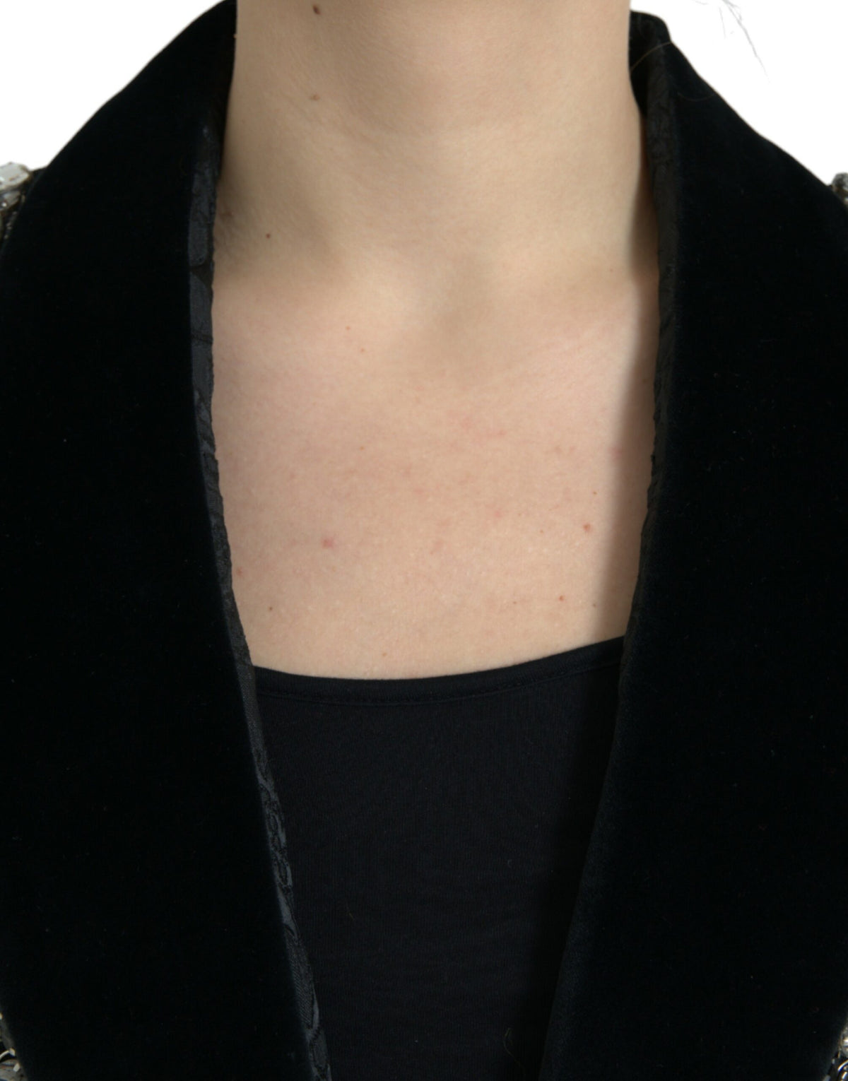 Dolce & Gabbana Black Crystal Embellished Overcoat Women's Jacket