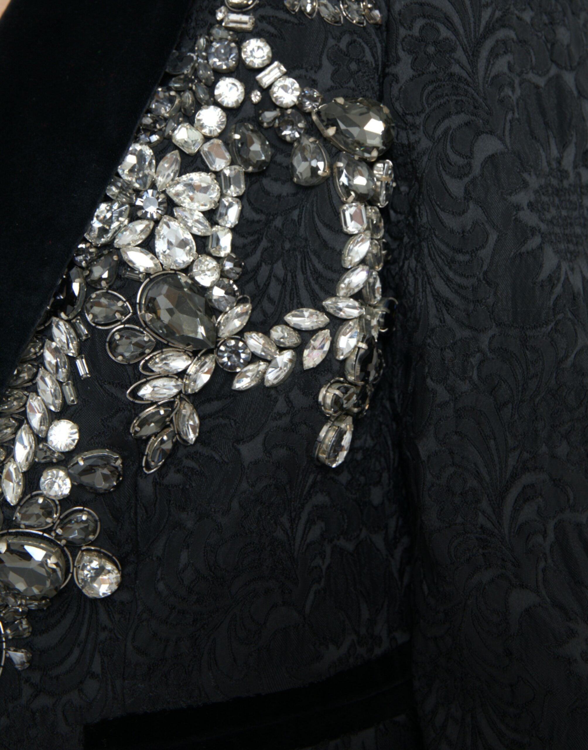 Dolce & Gabbana Black Crystal Embellished Overcoat Women's Jacket