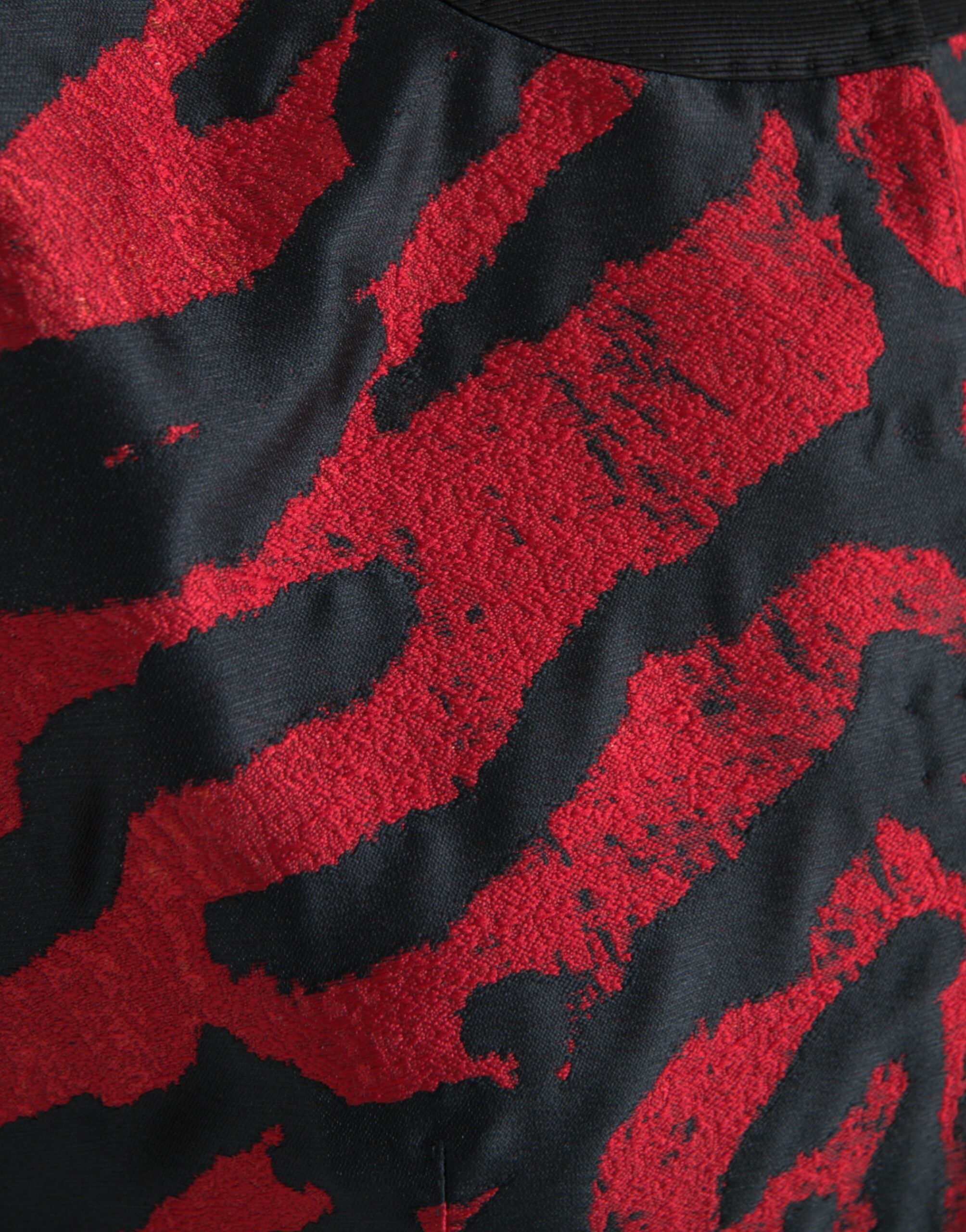 Dolce & Gabbana Black Red Patterned Cropped Coat Women's Jacket