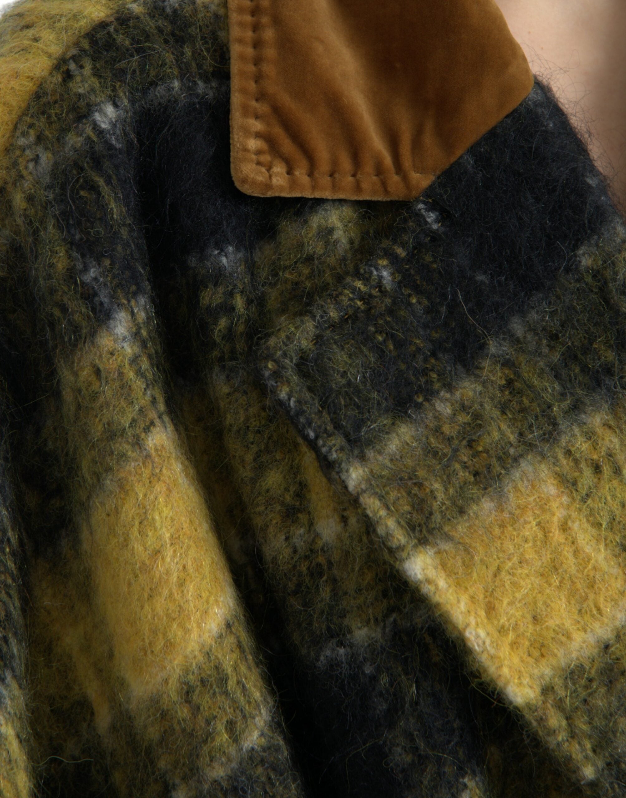 Dolce & Gabbana Yellow Checkered Long Sleeve Coat Women's Jacket