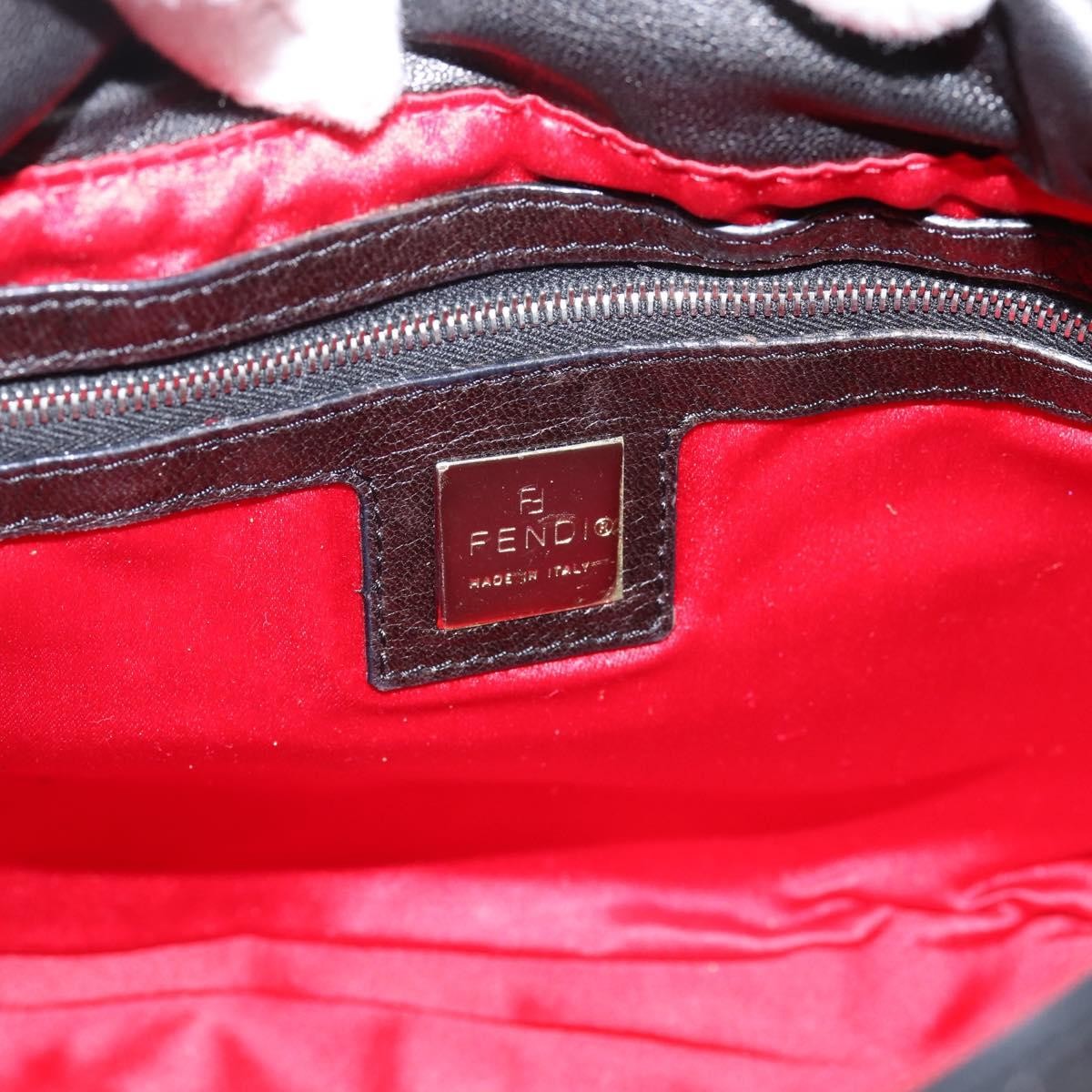 Fendi Mamma Baguette Zucca Jacquard Velvet Black Leather Shoulder Bag Bag (Pre-Owned)