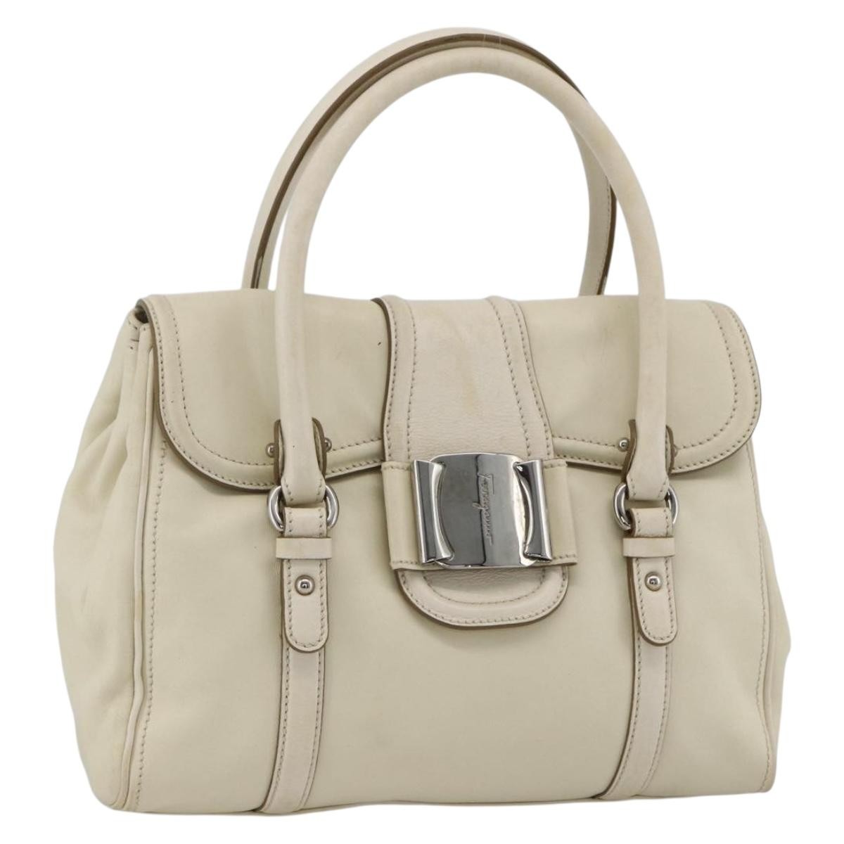 Salvatore Ferragamo Vintage Leather White Leather Handbag (Pre-Owned)