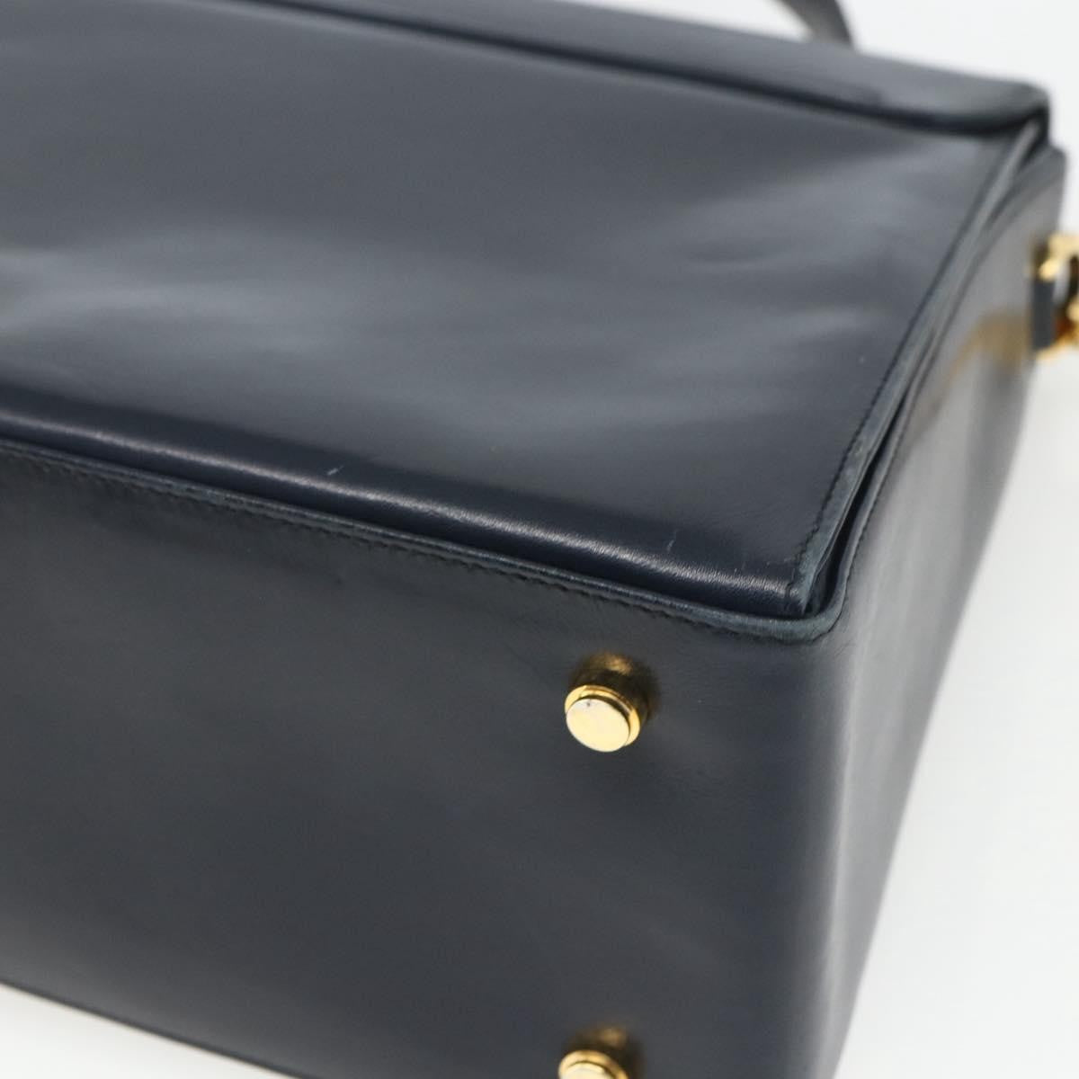 Salvatore Ferragamo Gancini Convertible Top Handle Leather Navy Leather Handbag (Pre-Owned)