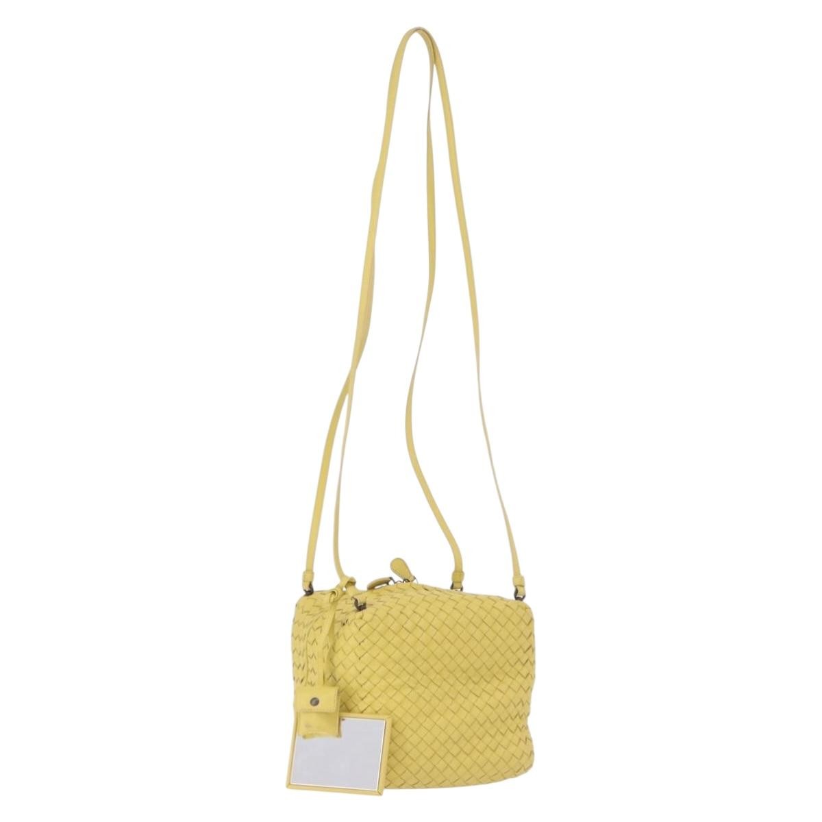 Bottega Veneta Zip Cube Messenger Intrecciato Nappa Yellow Leather Shoulder Bag Bag (Pre-Owned)