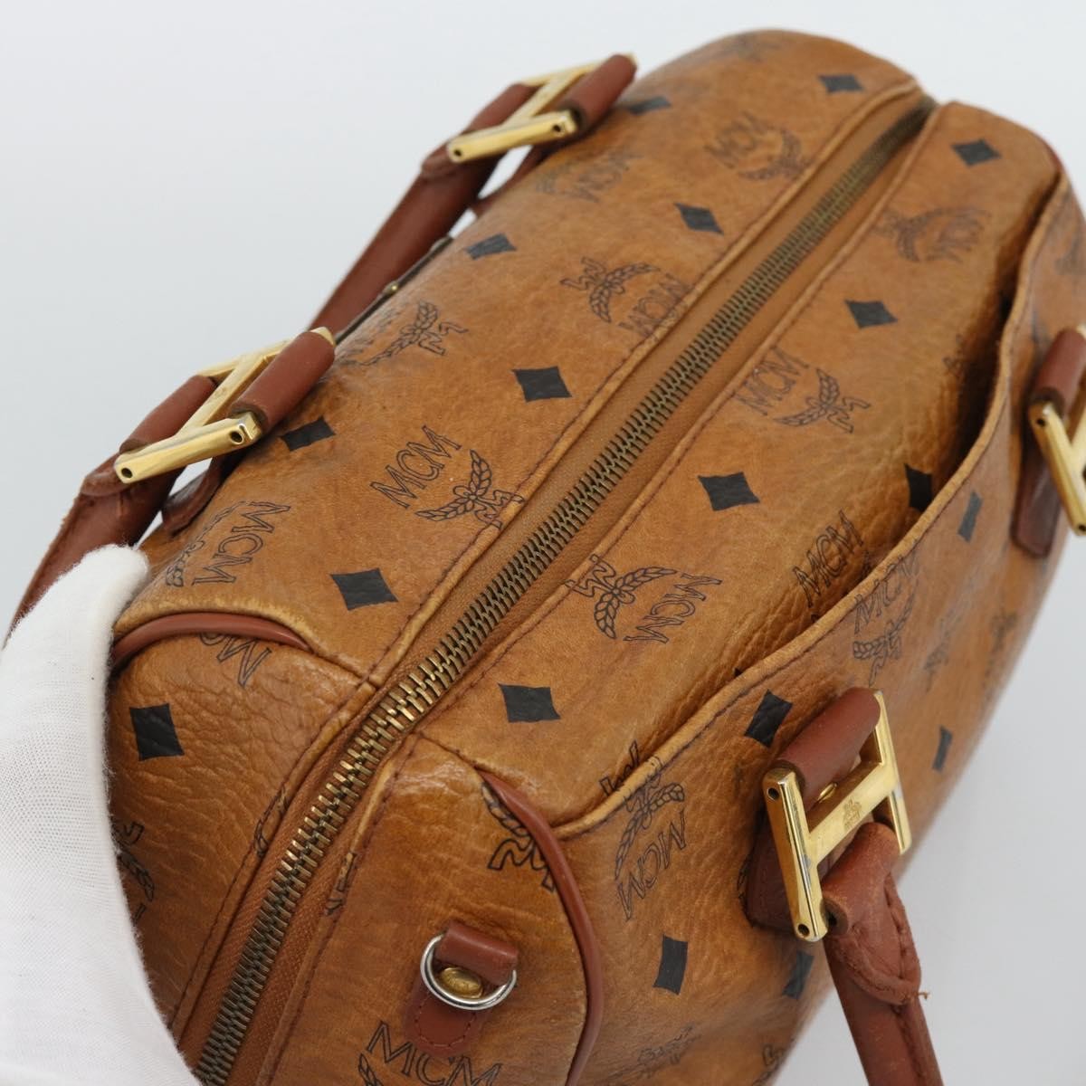 MCM Visetos Logogramme Leather Brown Leather Handbag (Pre-Owned)