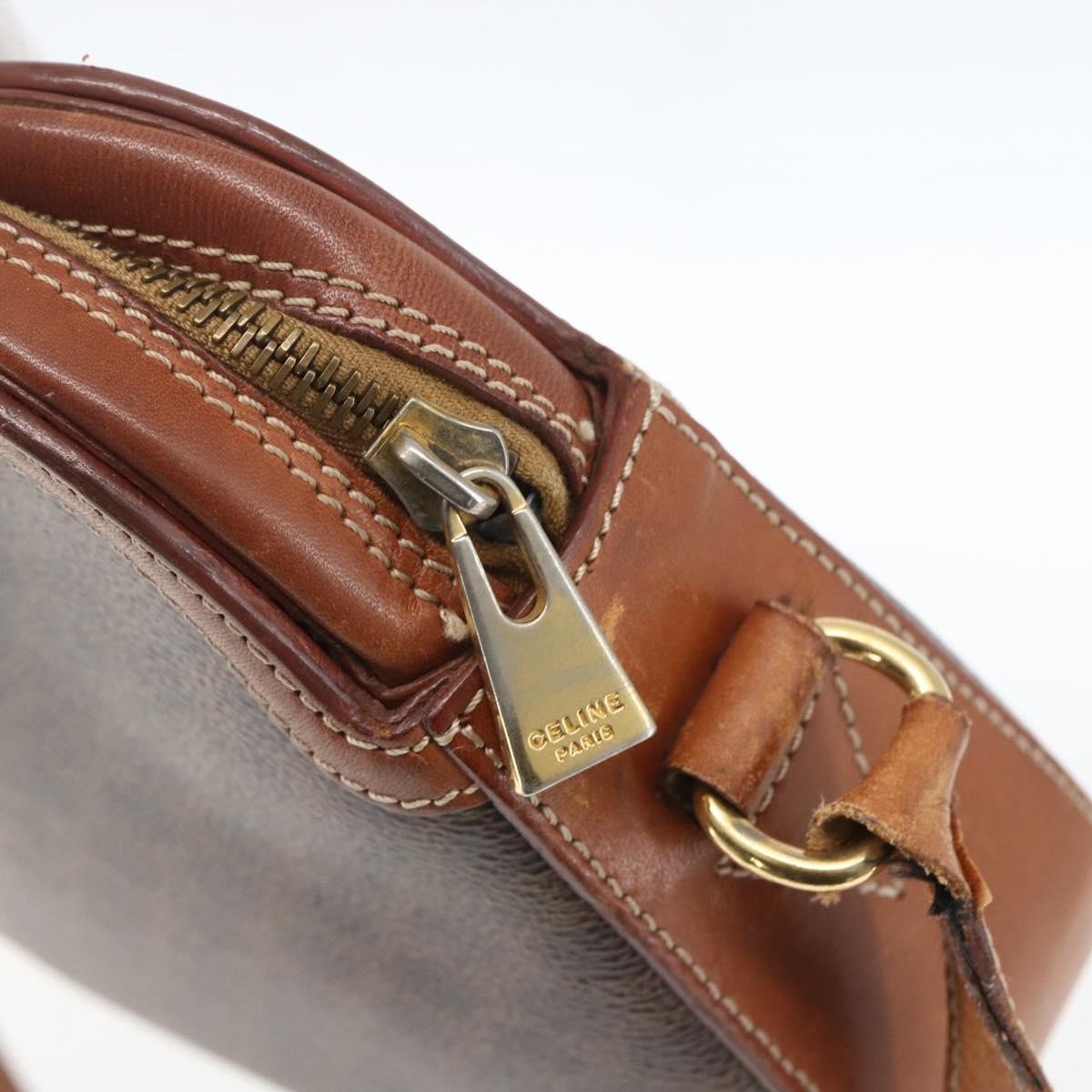 Celine Vintage Macadam Canvas And Leather Brown Canvas Shoulder Bag Bag (Pre-Owned)