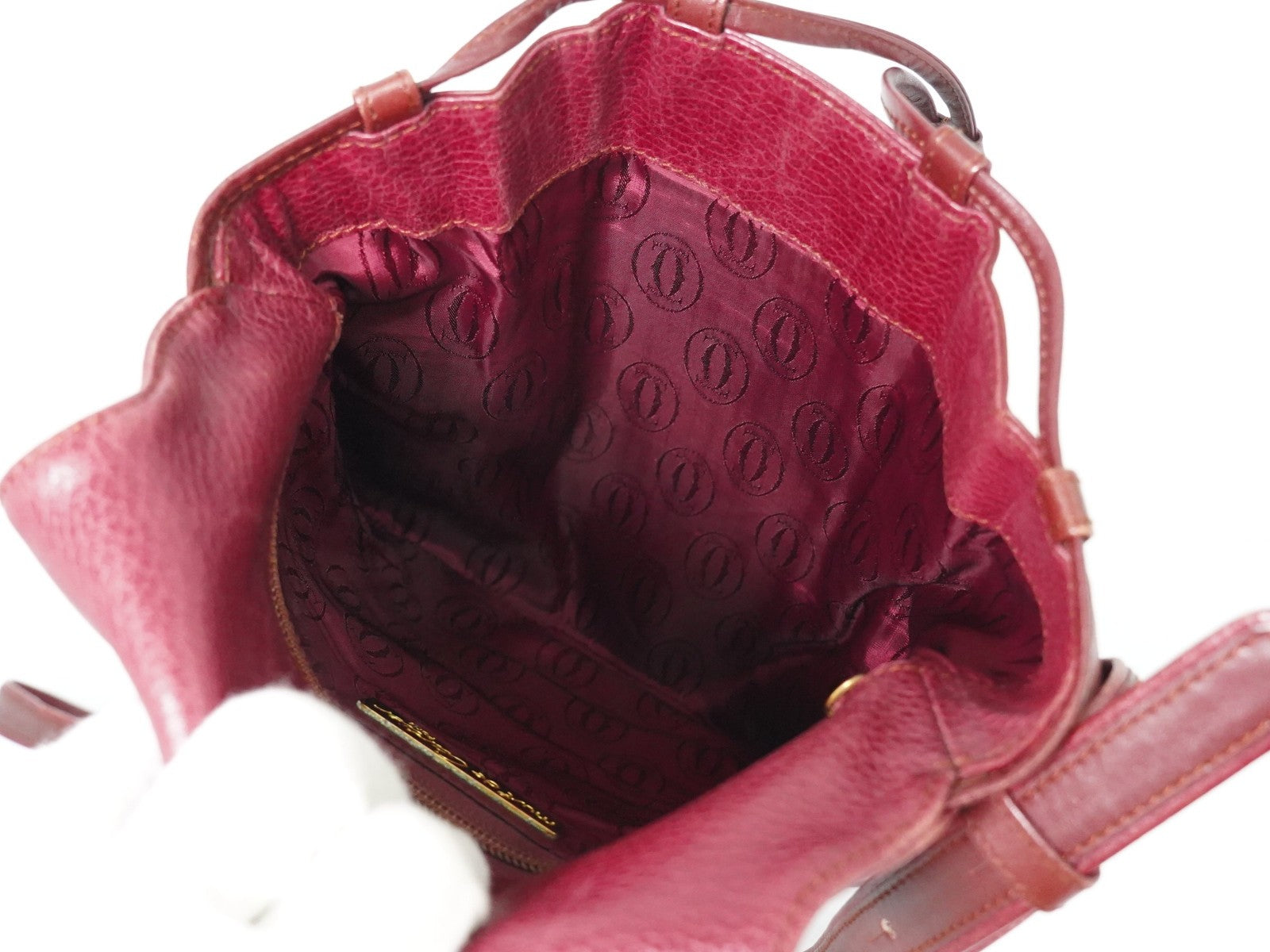 Cartier Vintage Must De Cartier Leather Burgundy Leather Shoulder Bag Bag (Pre-Owned)