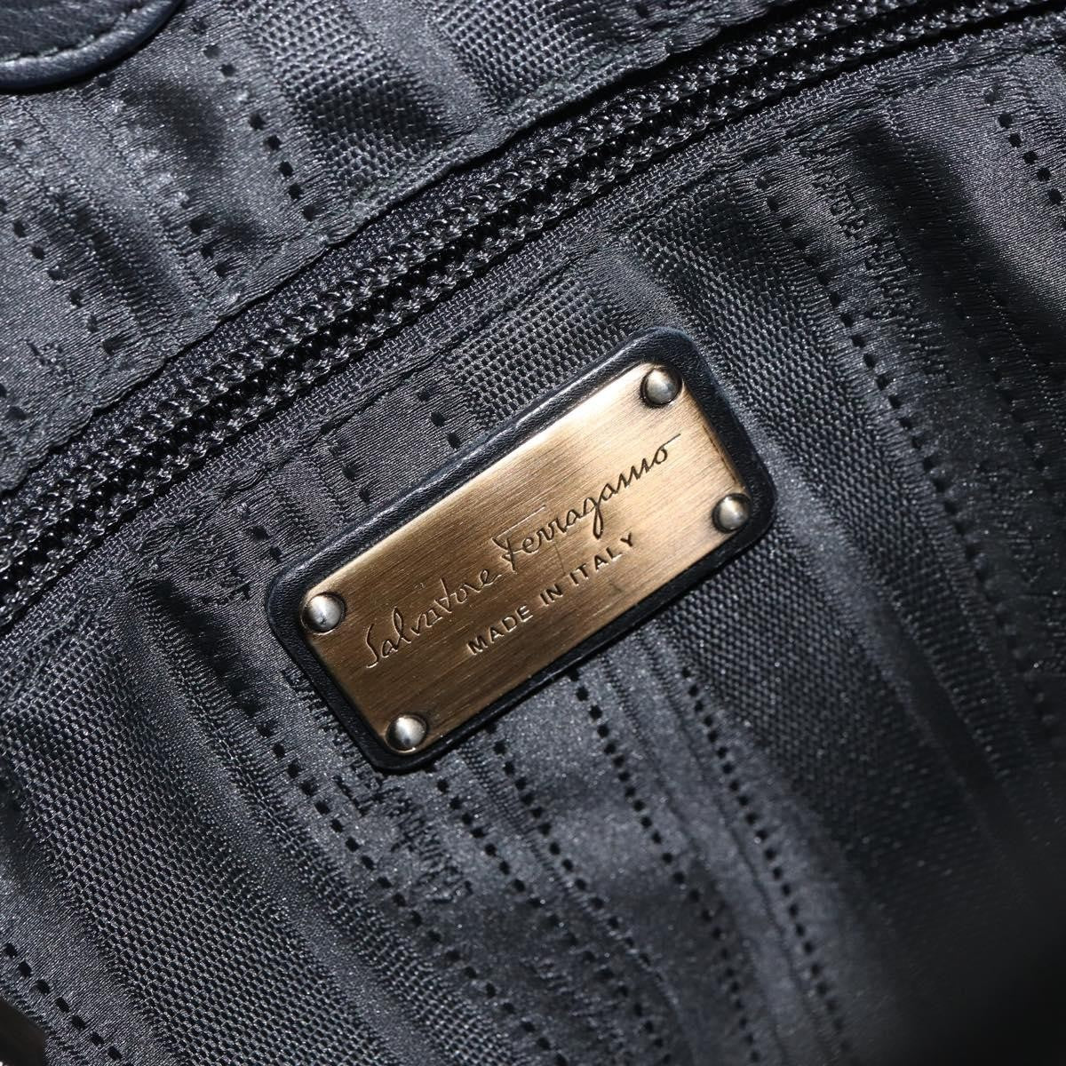 Salvatore Ferragamo Gancini Leather Black Leather Handbag (Pre-Owned)