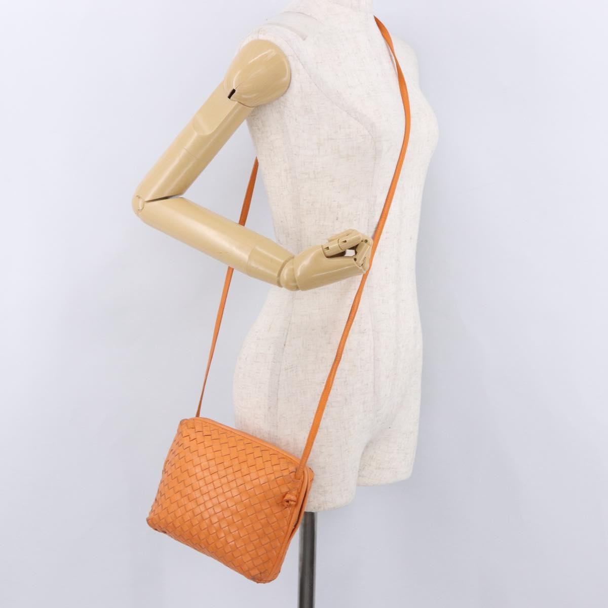 Bottega Veneta Nodini Intrecciato Nappa Orange Leather Shoulder Bag Bag (Pre-Owned)