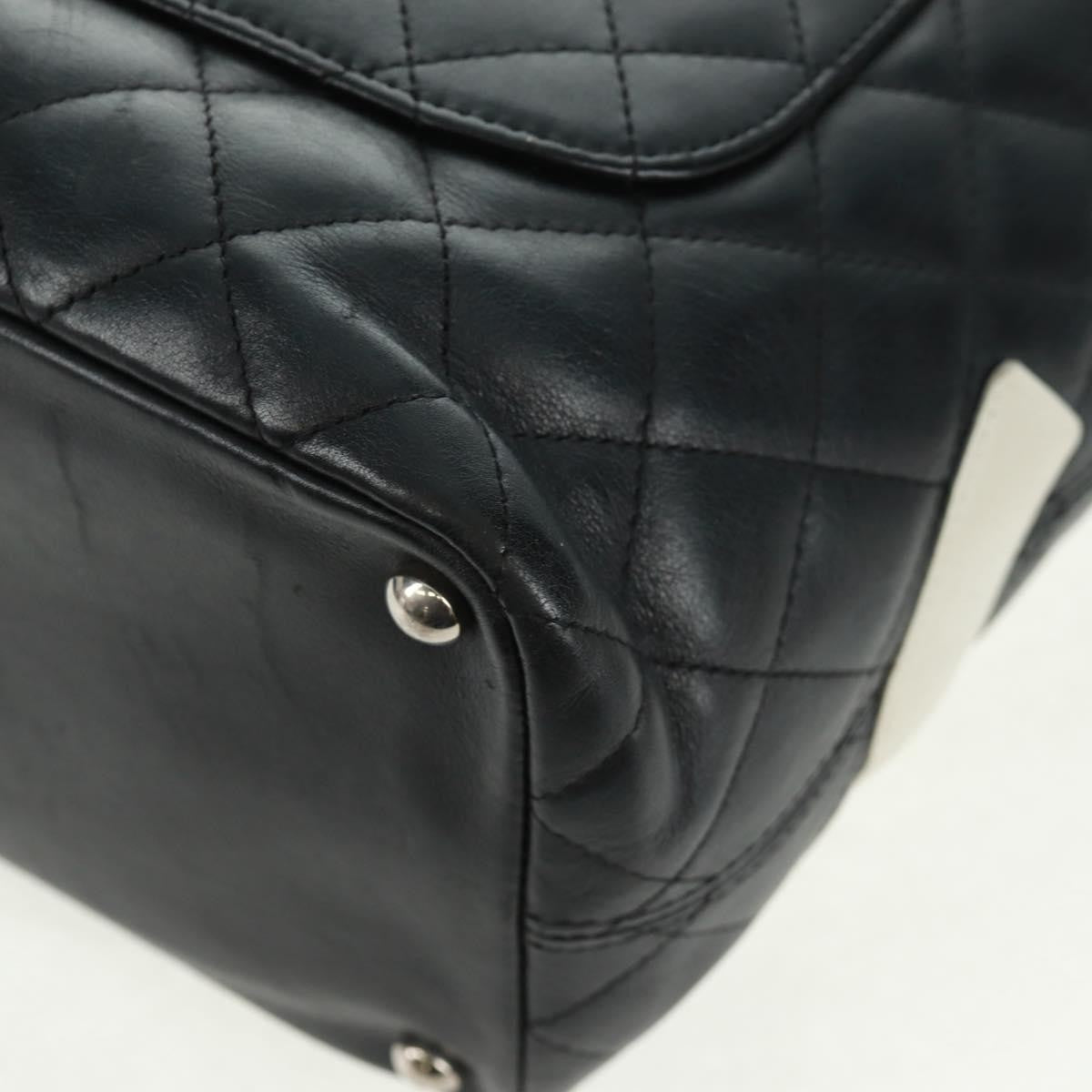 Chanel Cambon Tote Quilted Leather Black Leather Tote Bag Bag (Pre-Owned)
