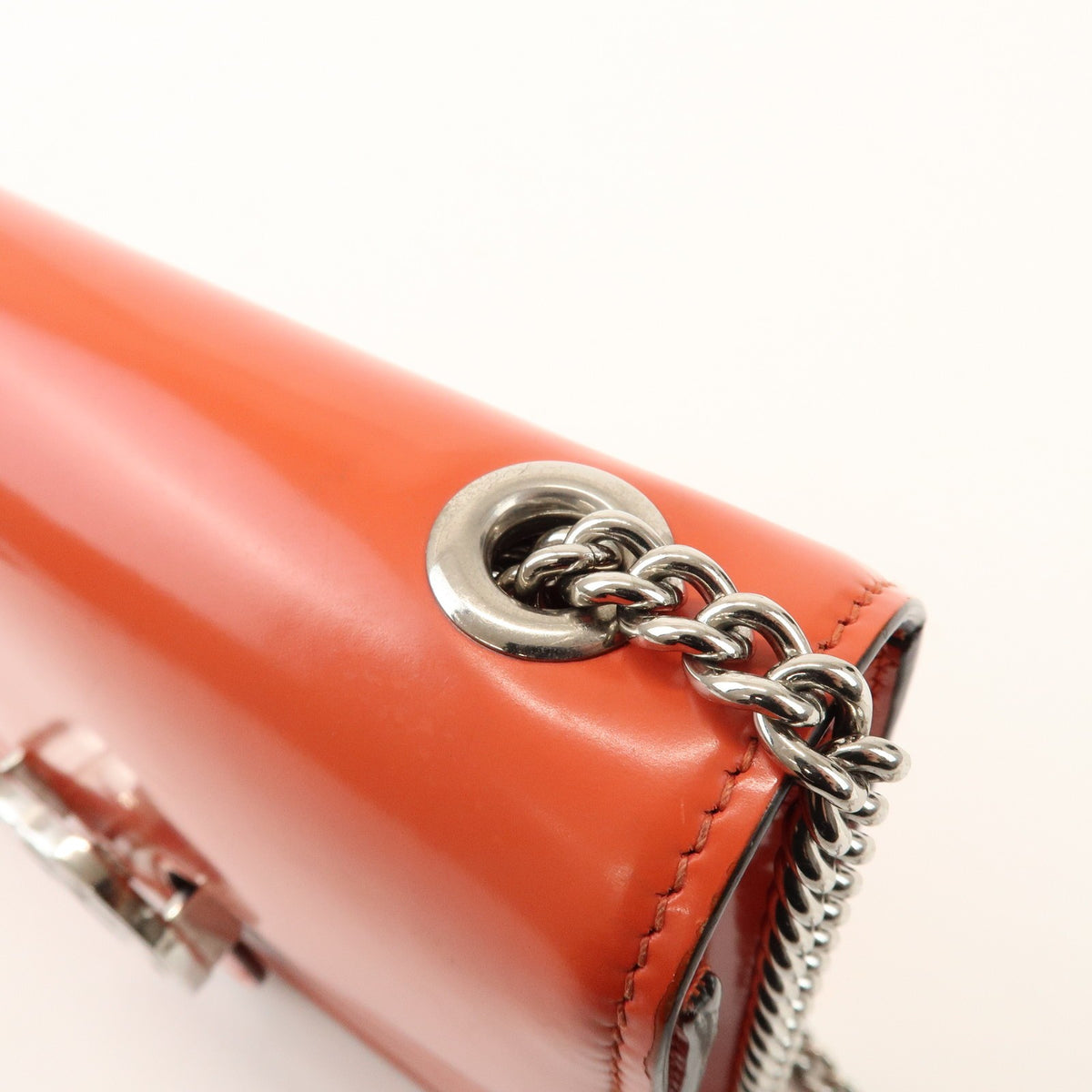 Gucci Interlocking Patent Orange Patent_Leather Shoulder Bag Bag (Pre-Owned)