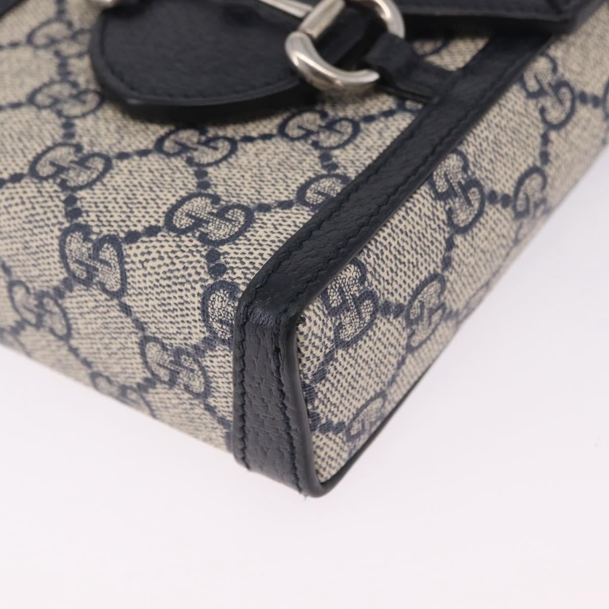 Gucci Horsebit 1955 Gg Coated Canvas With Leather Navy Canvas Crossbody Bag Bag (Pre-Owned)