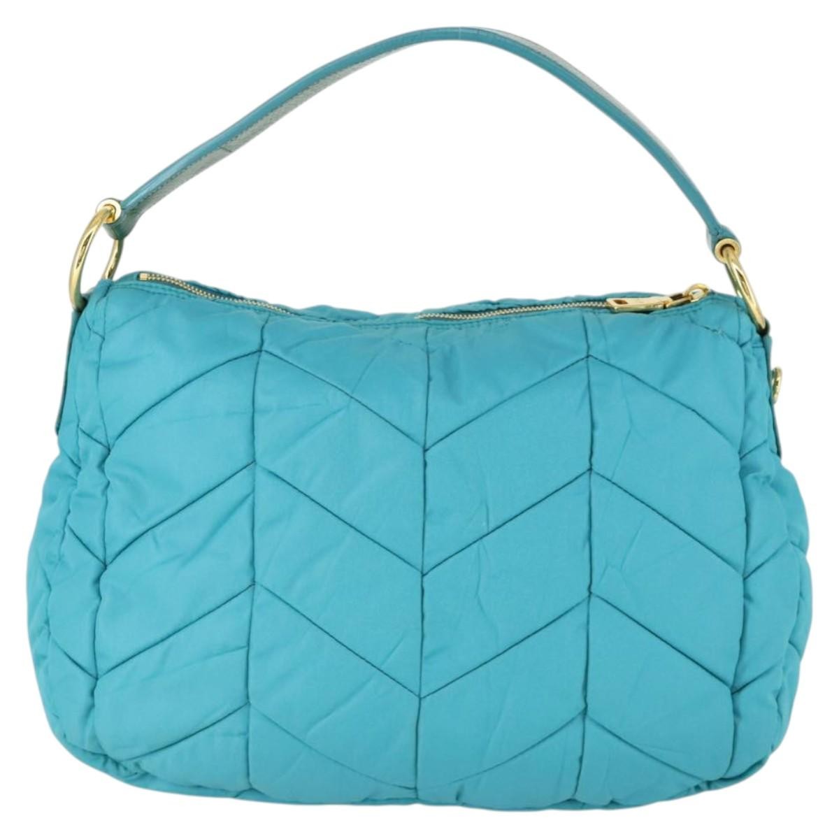 Prada Zip Hobo Chevron Tessuto Blue Nylon Shoulder Bag Bag (Pre-Owned)