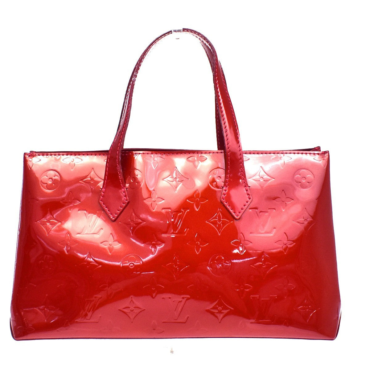 Louis Vuitton Wilshire Monogram Vernis Red Patent_Leather Handbag (Pre-Owned)