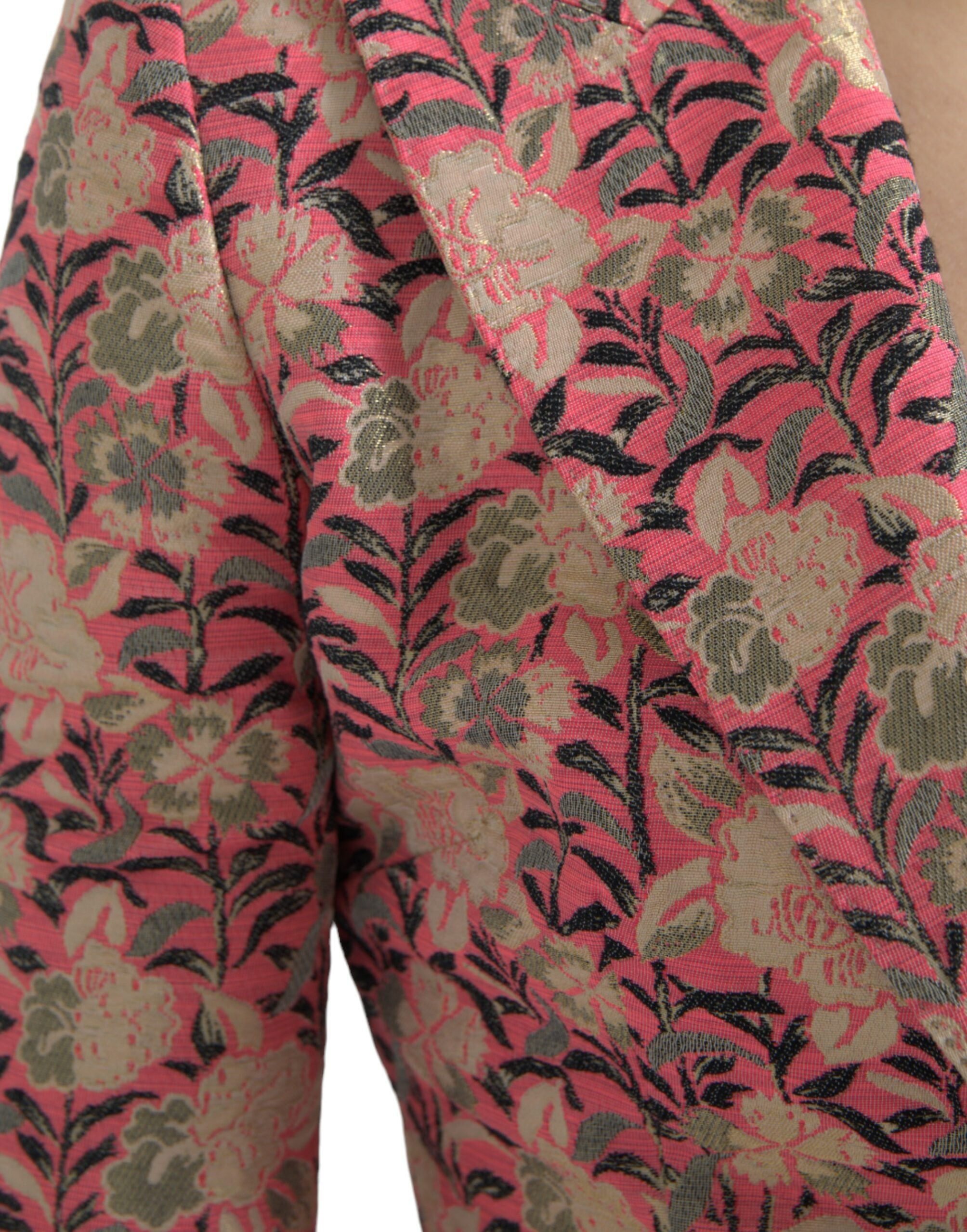 Dolce & Gabbana Pink Floral Jacquard Slim Fit 2 Piece Women's Suit