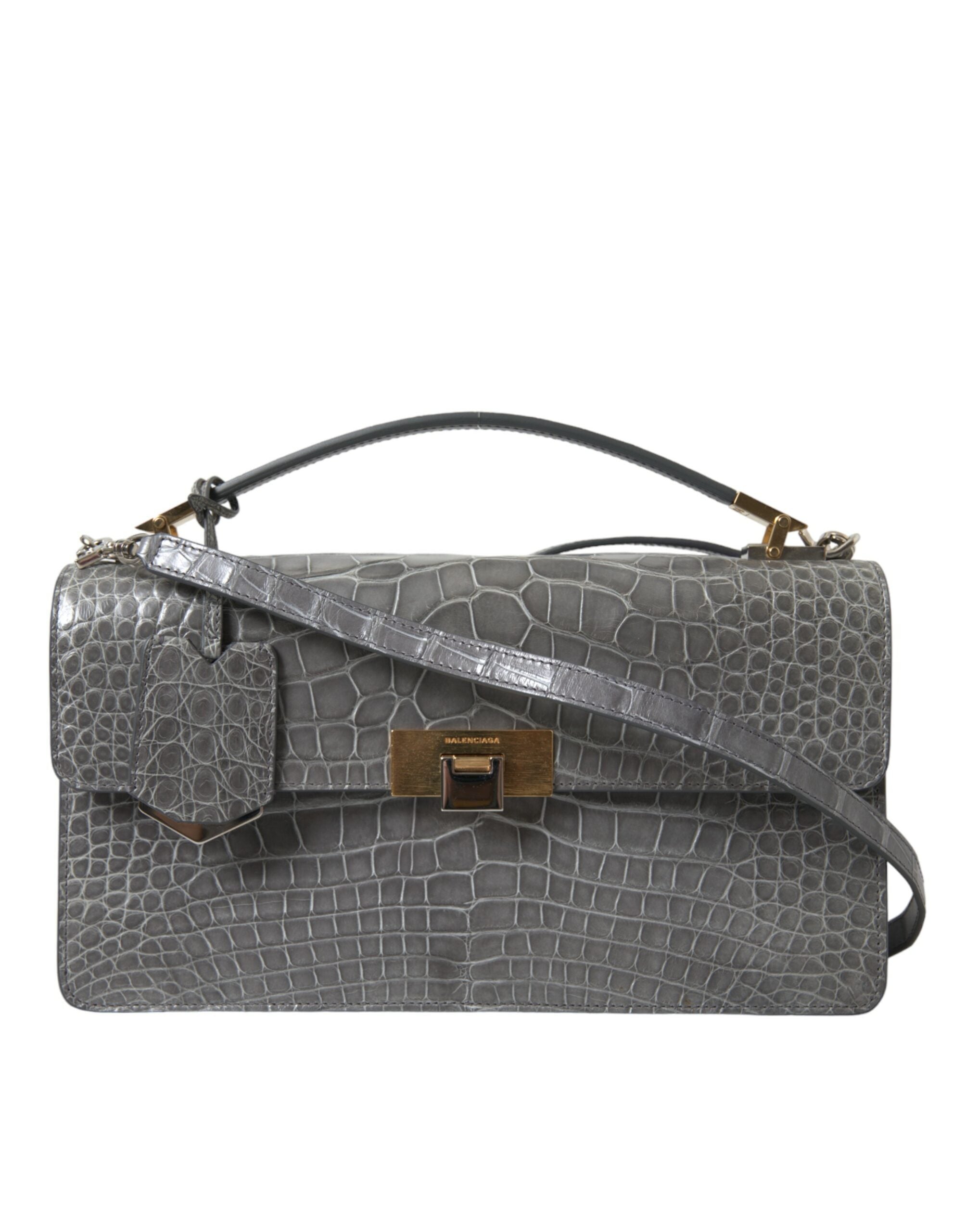 Balenciaga Gray Exotic Leather Medium Shoulder Hand Purse Women's Bag