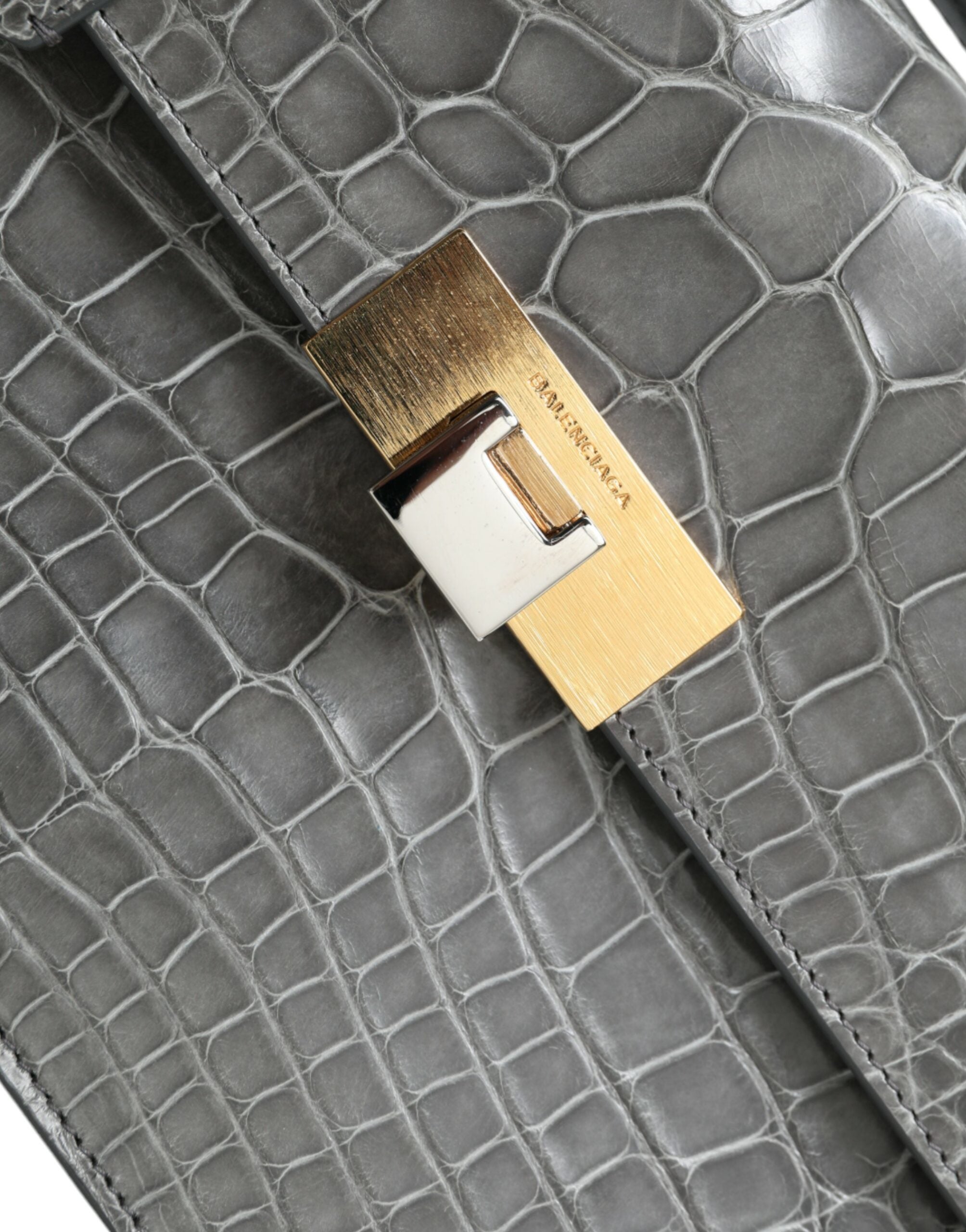 Balenciaga Gray Exotic Leather Medium Shoulder Hand Purse Women's Bag