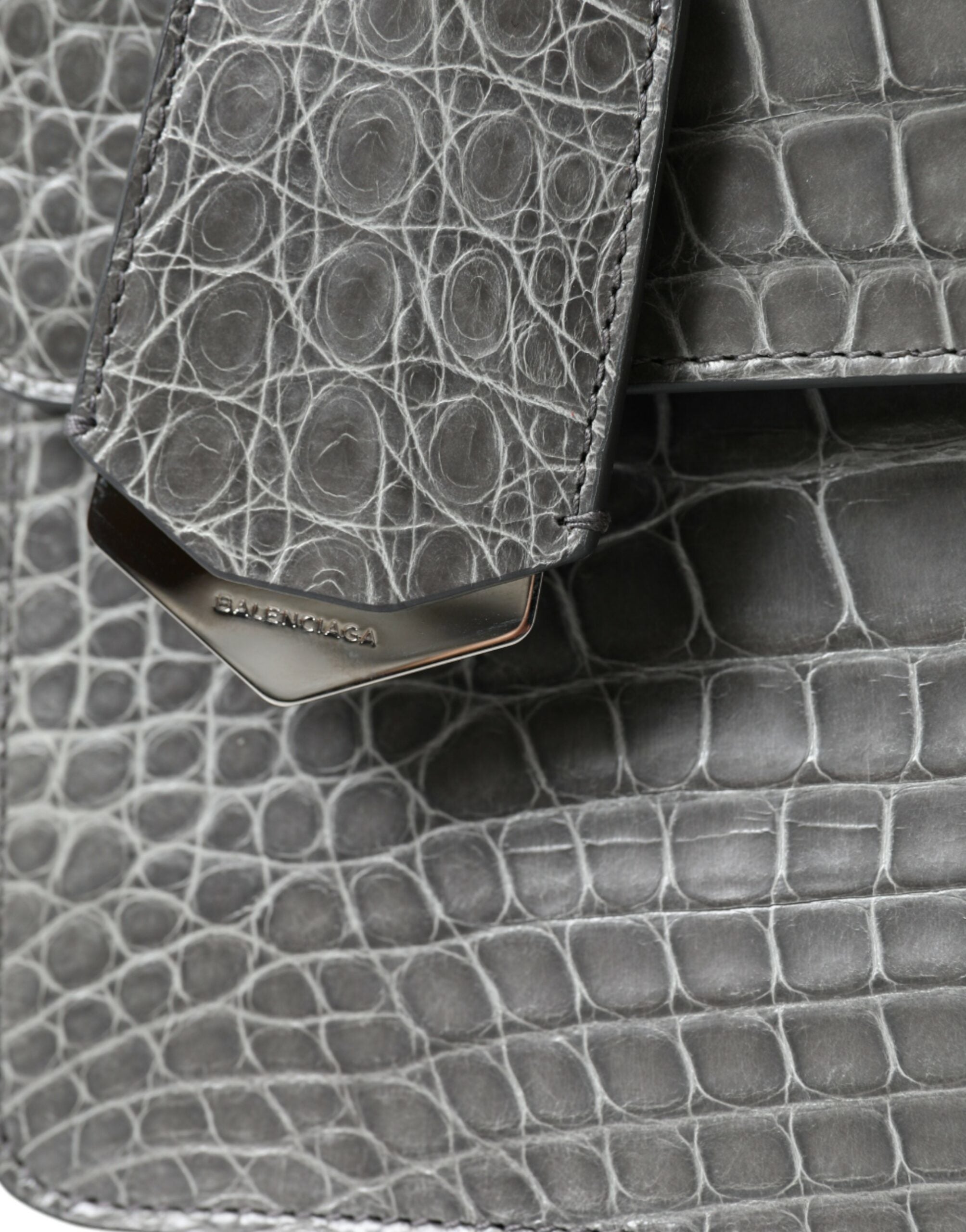 Balenciaga Gray Exotic Leather Medium Shoulder Hand Purse Women's Bag