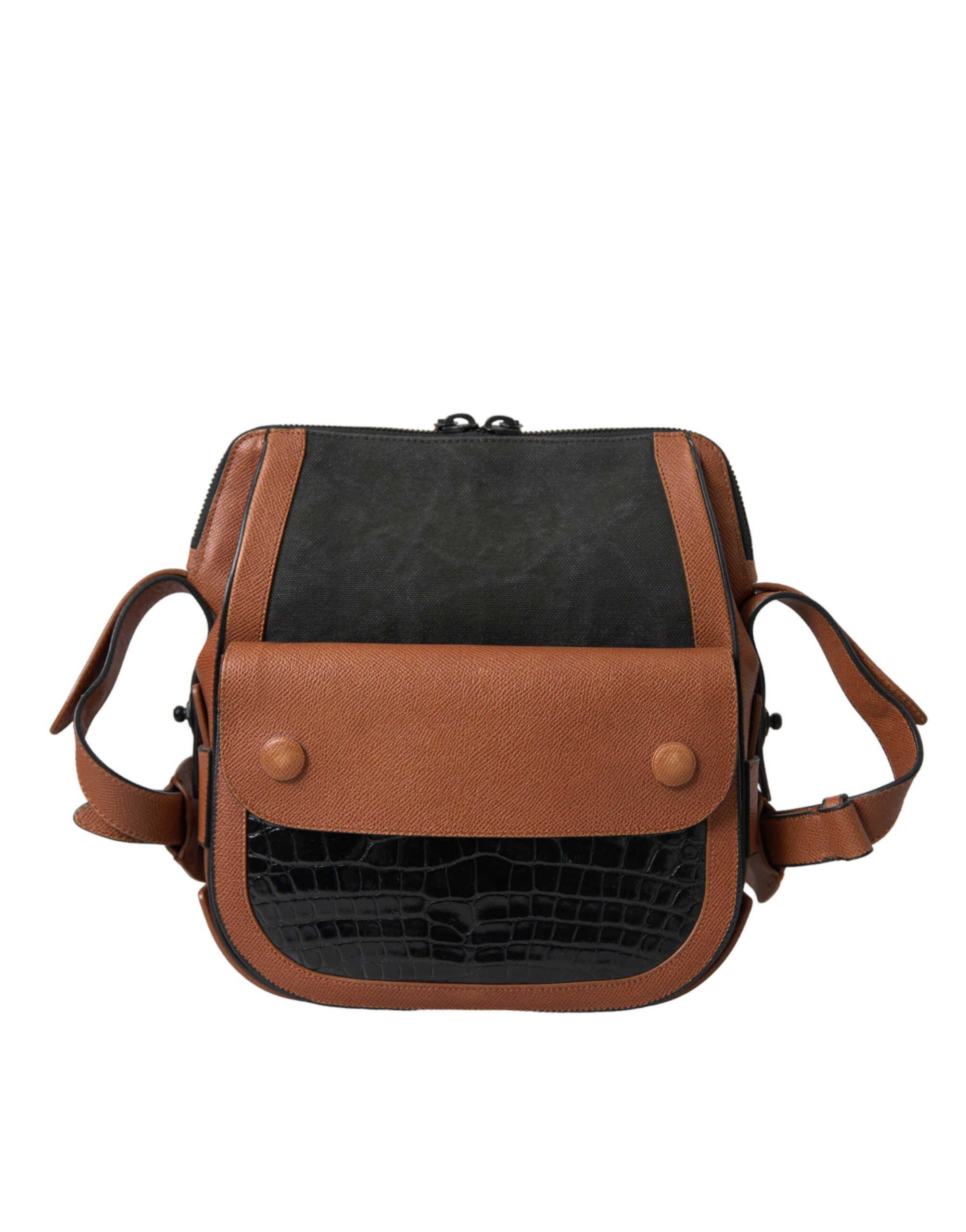 Balenciaga Black Brown Exotic Skin Leather Vertical Crossbody Purse Women's Bag