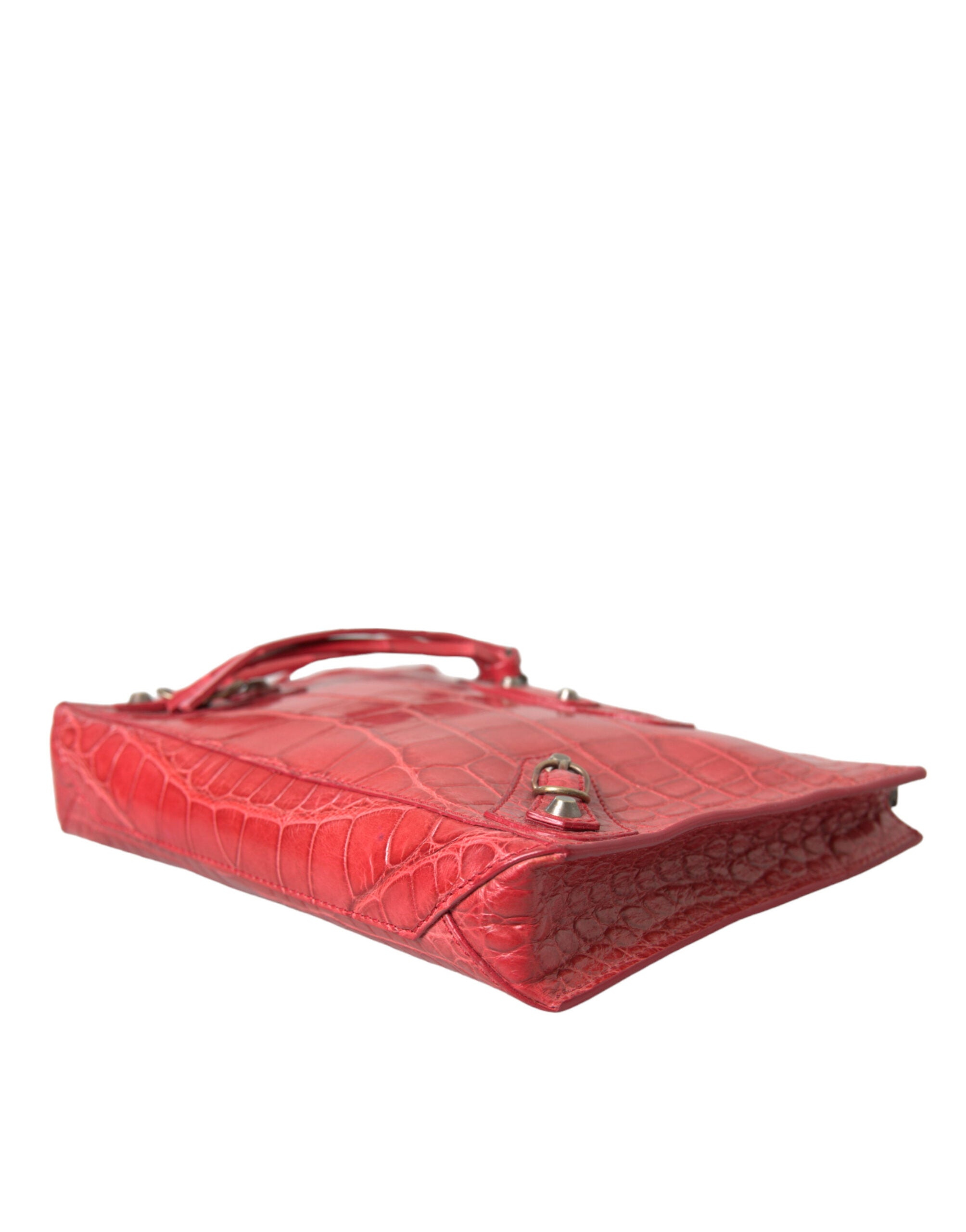 Balenciaga Red Exotic Skin Leather Classic Pouch Purse Wristlet Women's Bag