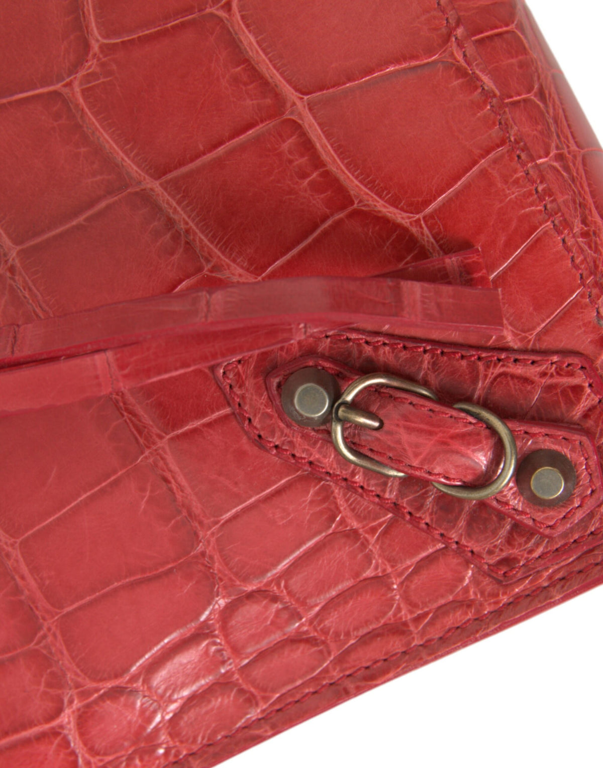 Balenciaga Red Exotic Skin Leather Classic Pouch Purse Wristlet Women's Bag