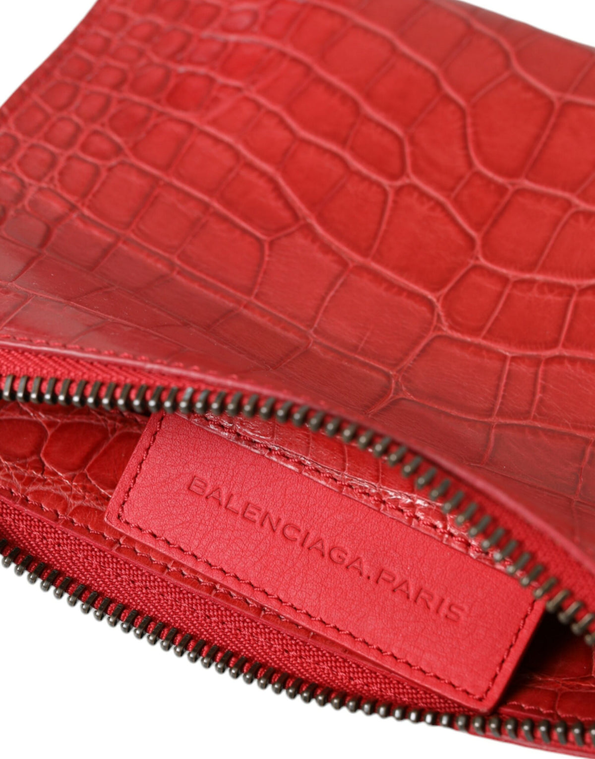 Balenciaga Red Exotic Skin Leather Classic Pouch Purse Wristlet Women's Bag