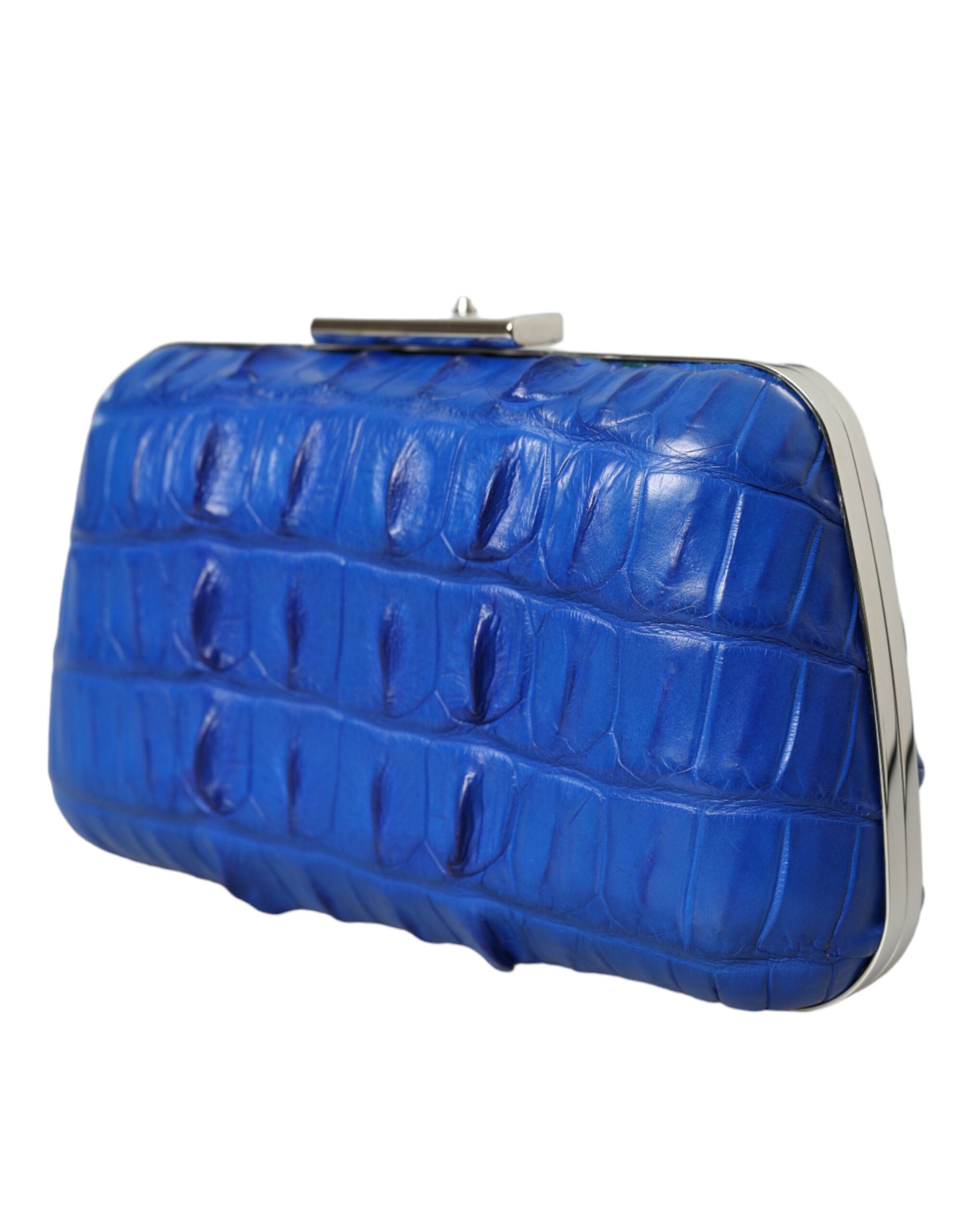 Balenciaga Blue Exotic Skin Leather Shoulder Crossbody Box Clutch Women's Bag