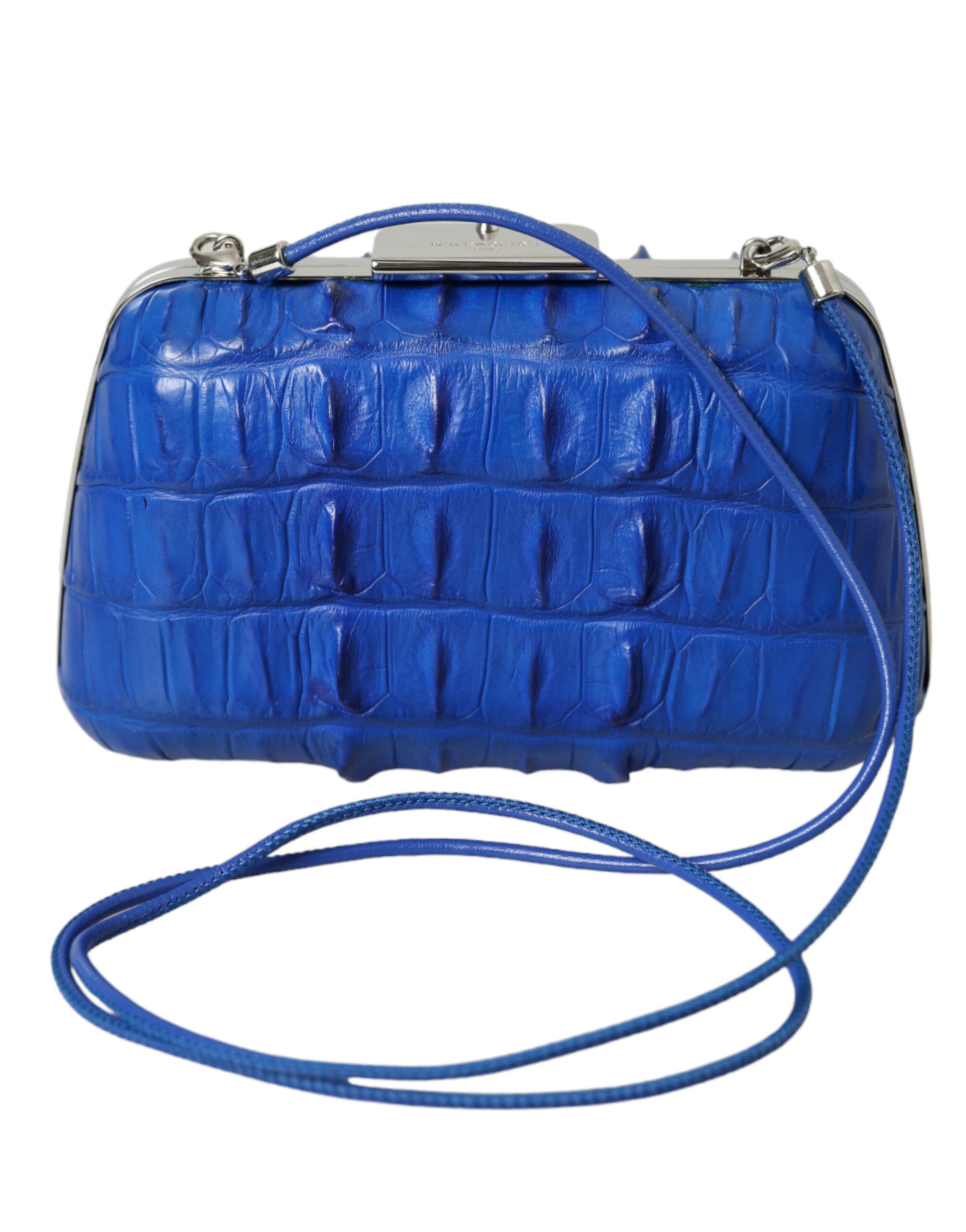 Balenciaga Blue Exotic Skin Leather Shoulder Crossbody Box Clutch Women's Bag
