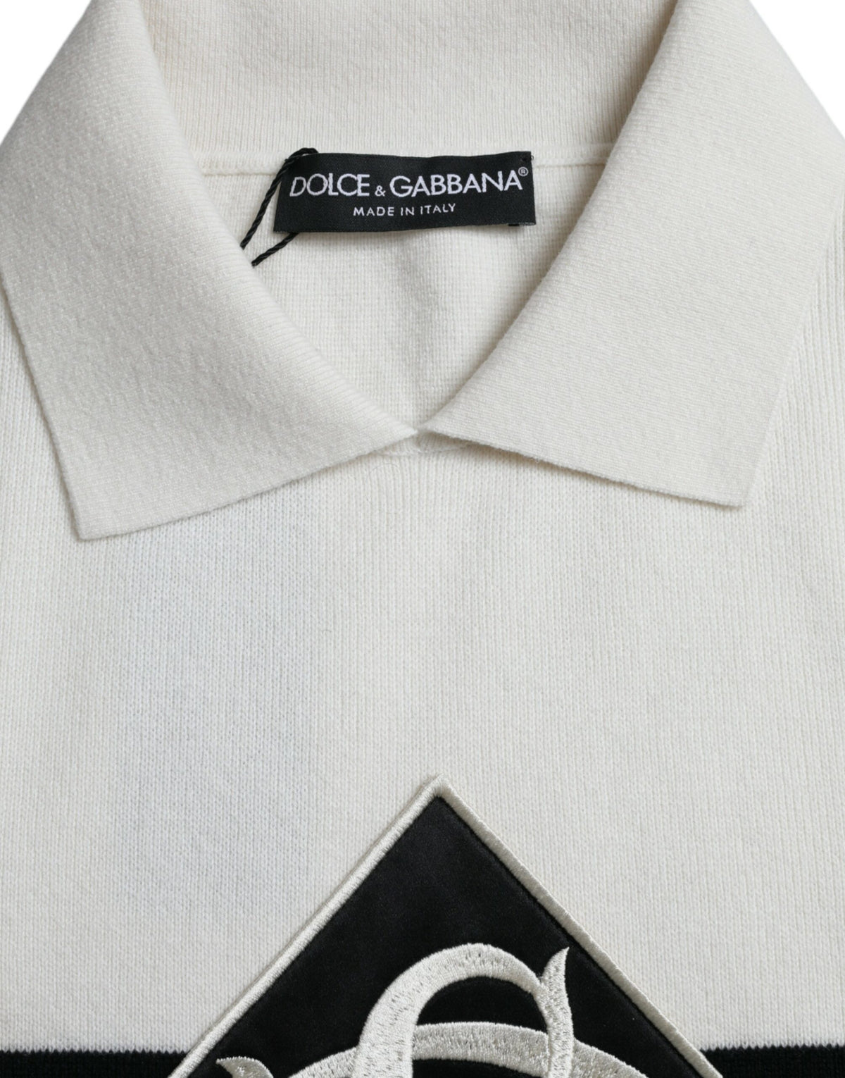 Dolce & Gabbana White DG Logo Collared Henley Shirt Men's T-shirt