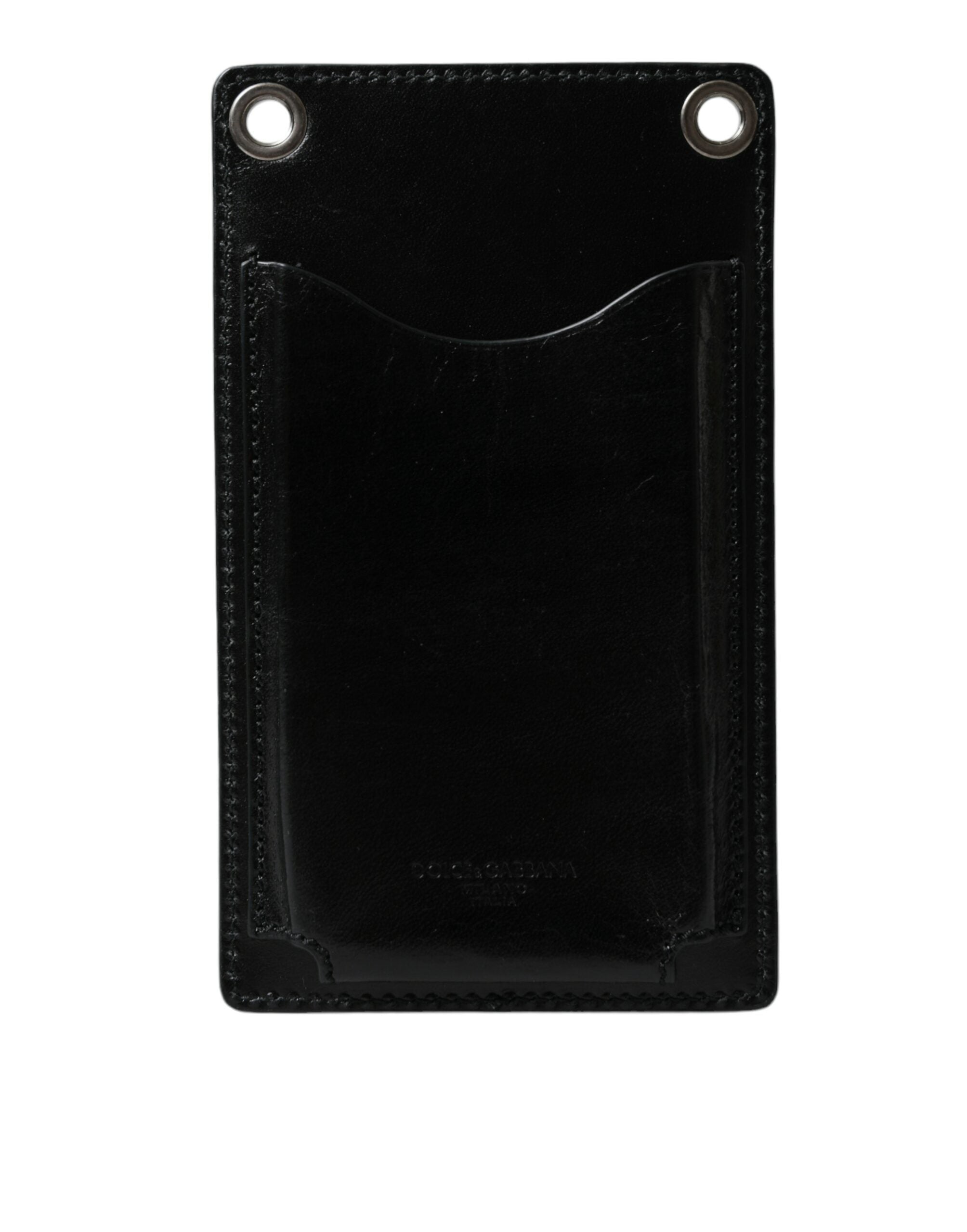Dolce & Gabbana Wallet Black Horse Leather Zip Logo Cross Body Phone Men's Slot