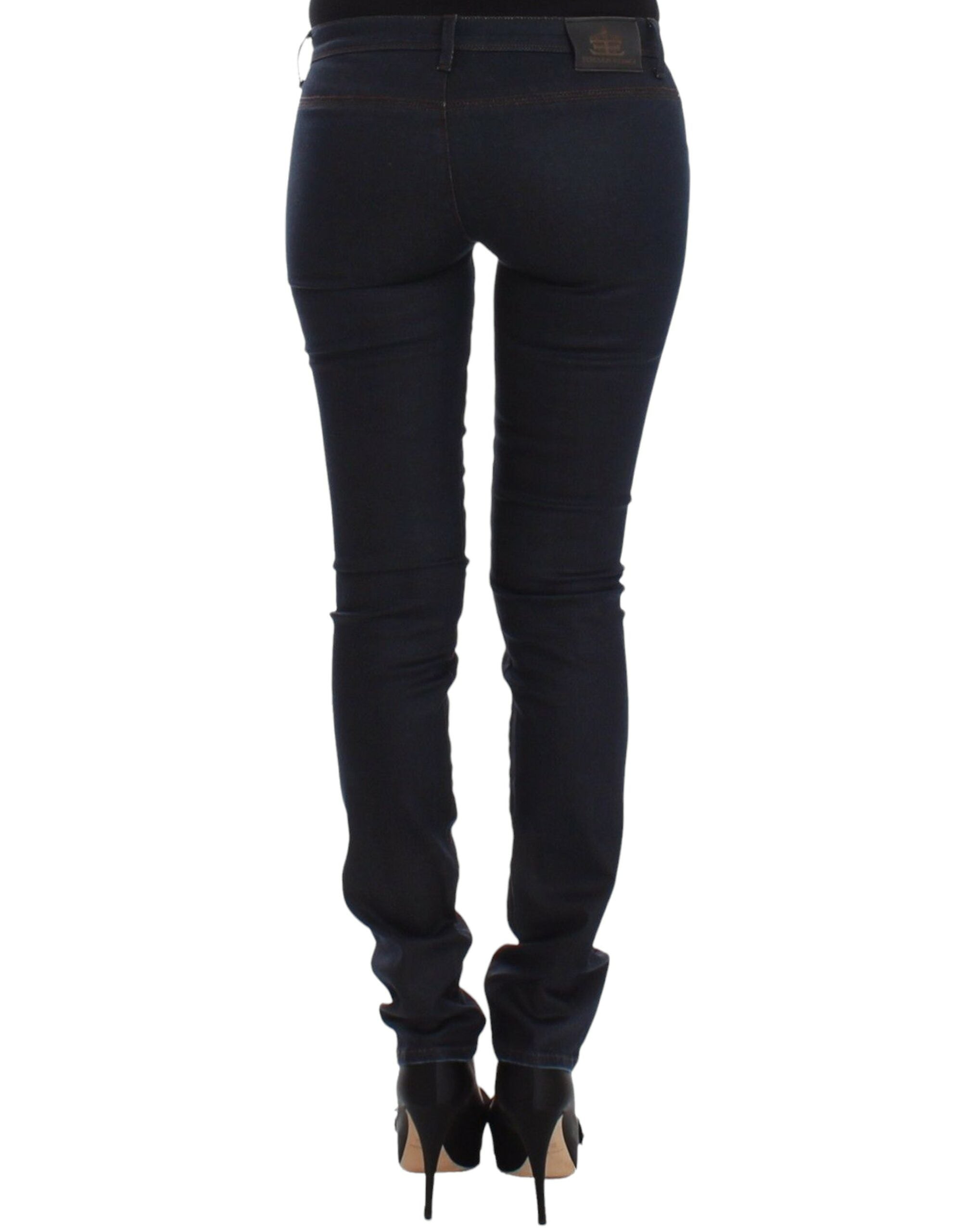 Ermanno Scervino Chic Dark Blue Slim Jeans for Elegant Women's Style