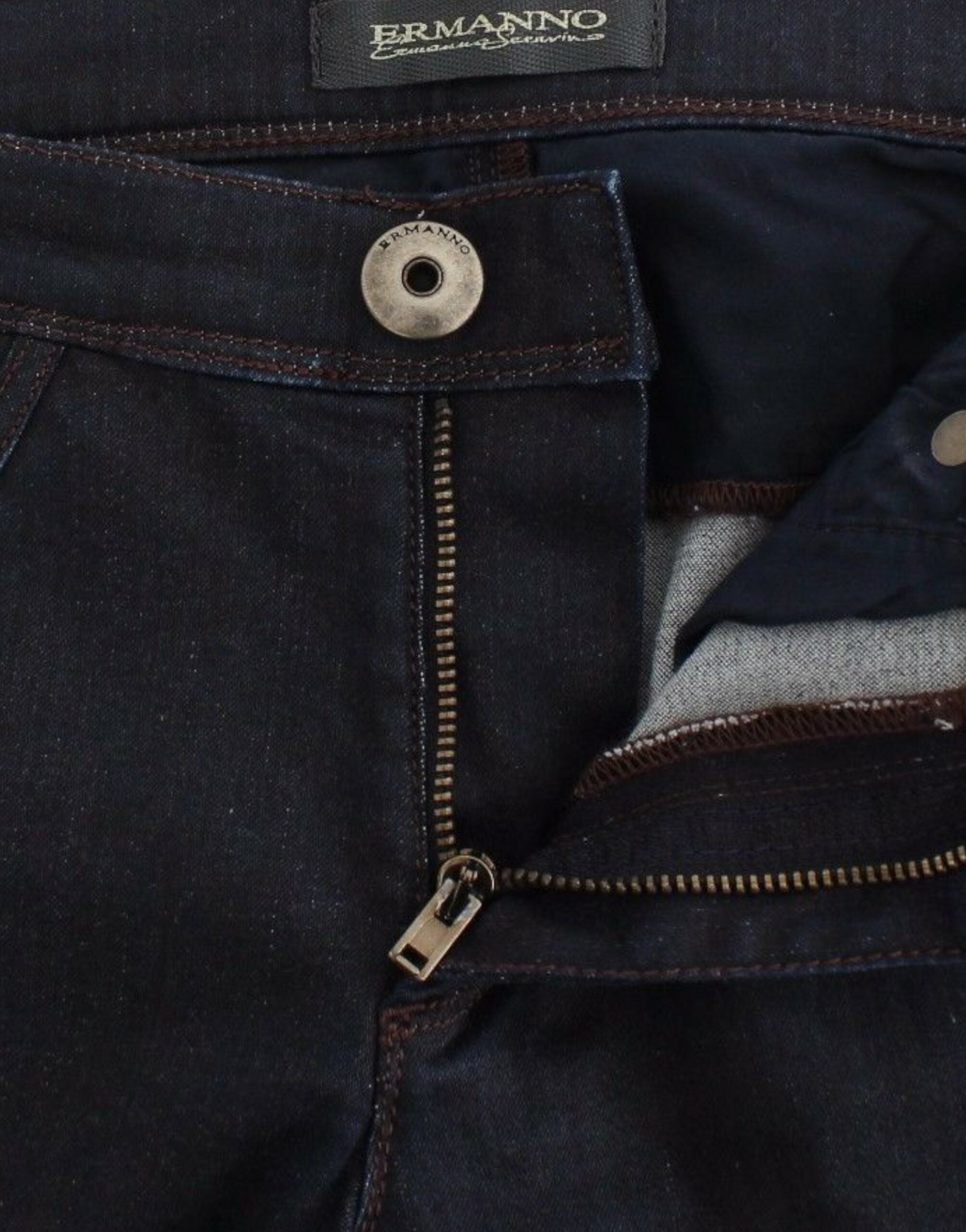 Ermanno Scervino Chic Dark Blue Slim Jeans for Elegant Women's Style