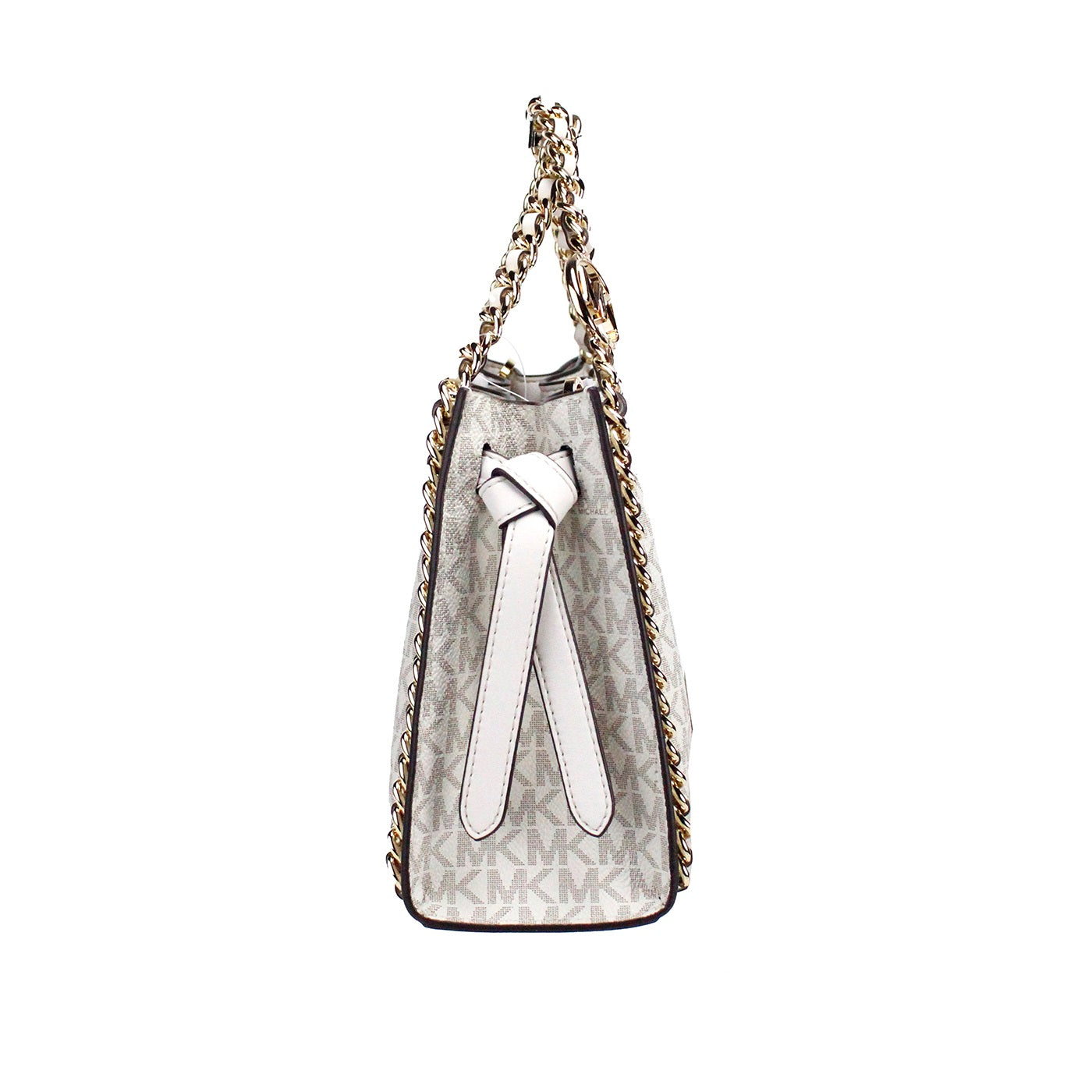 Michael Kors Mina Small Belted Cream Signature PVC Chain Inlay Crossbody Women's Bag
