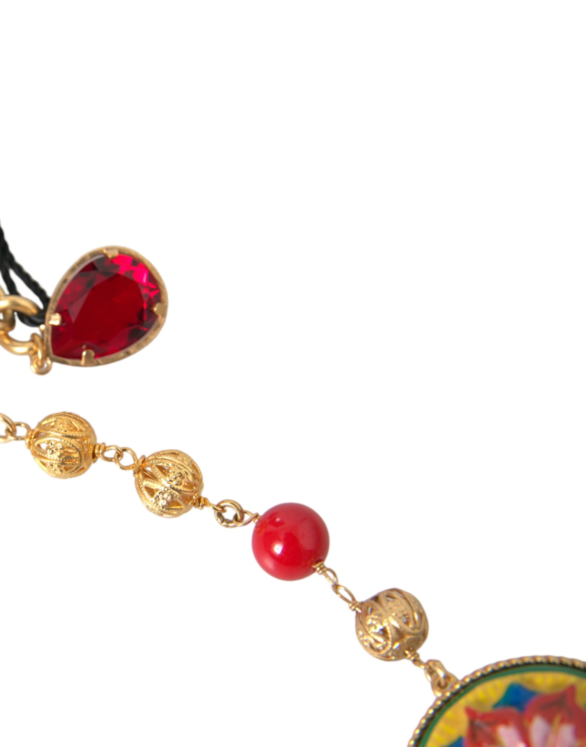 Dolce & Gabbana Gold Brass Red Fur Crystal Waist Torero Waist Women's Belt