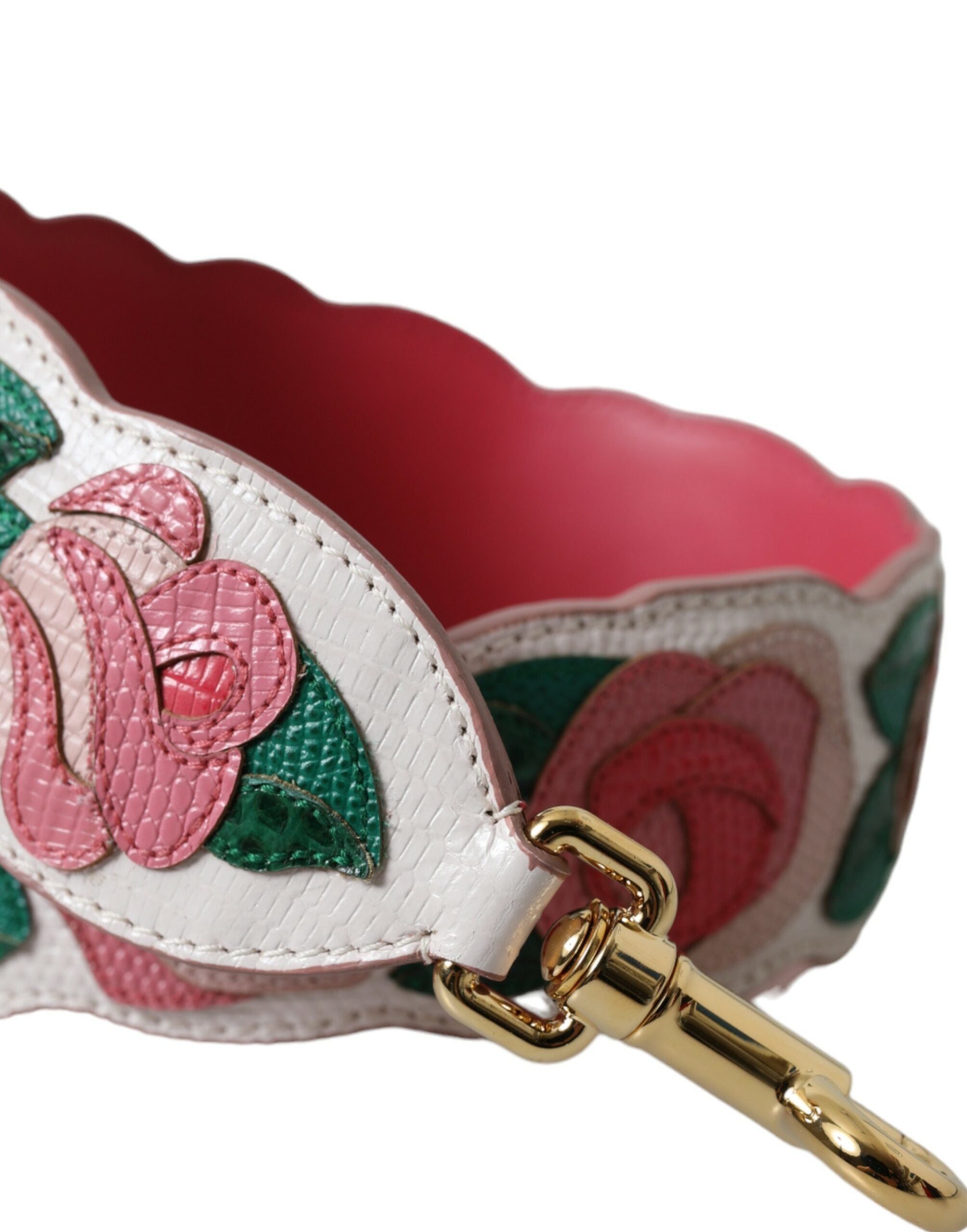 Dolce & Gabbana White Floral Leather Accessory Shoulder Women's Strap